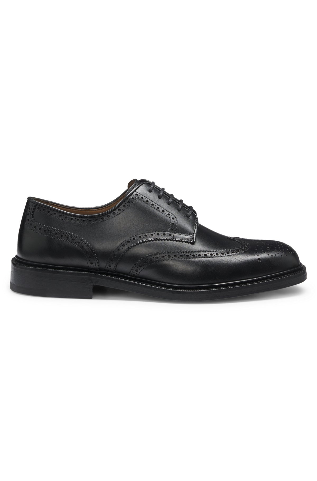 BURNISHED-LEATHER DERBY SHOES WITH BROGUE DETAILS - 1