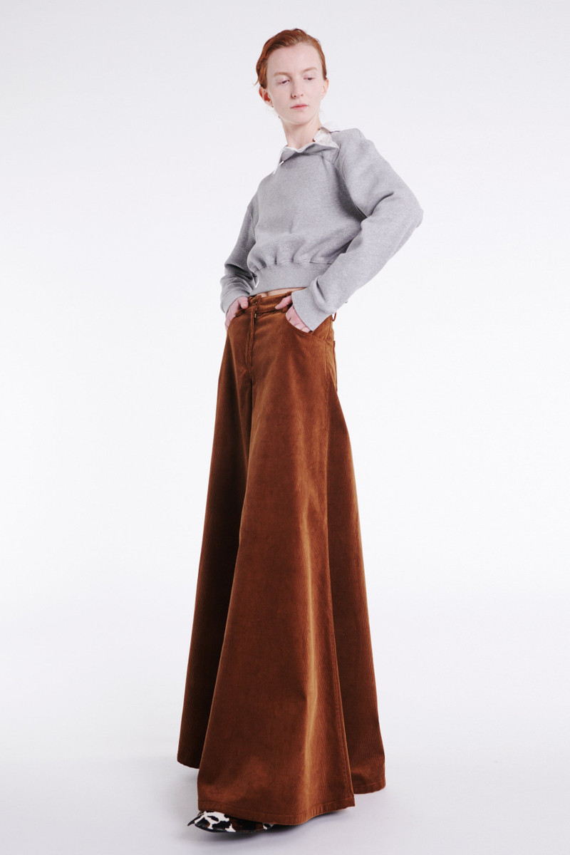 CORD WIDE LEG JEAN TROUSERS TAN 6