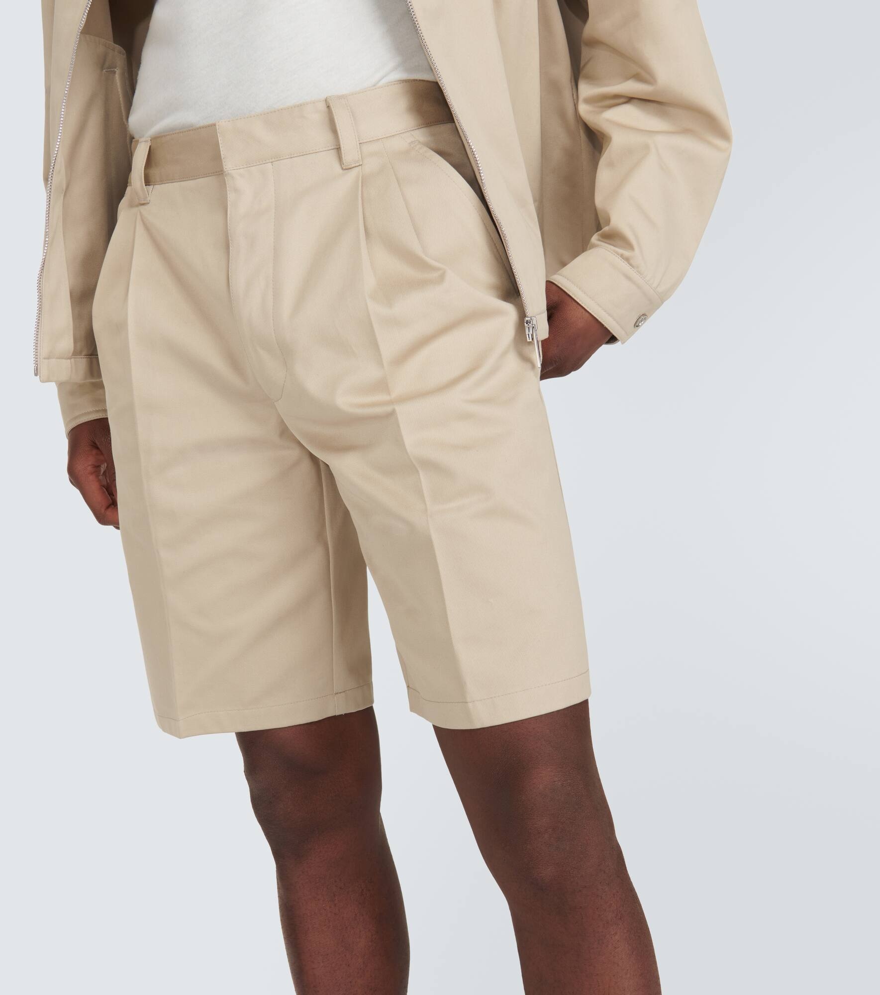 Pleated cotton Bermuda shorts - 5