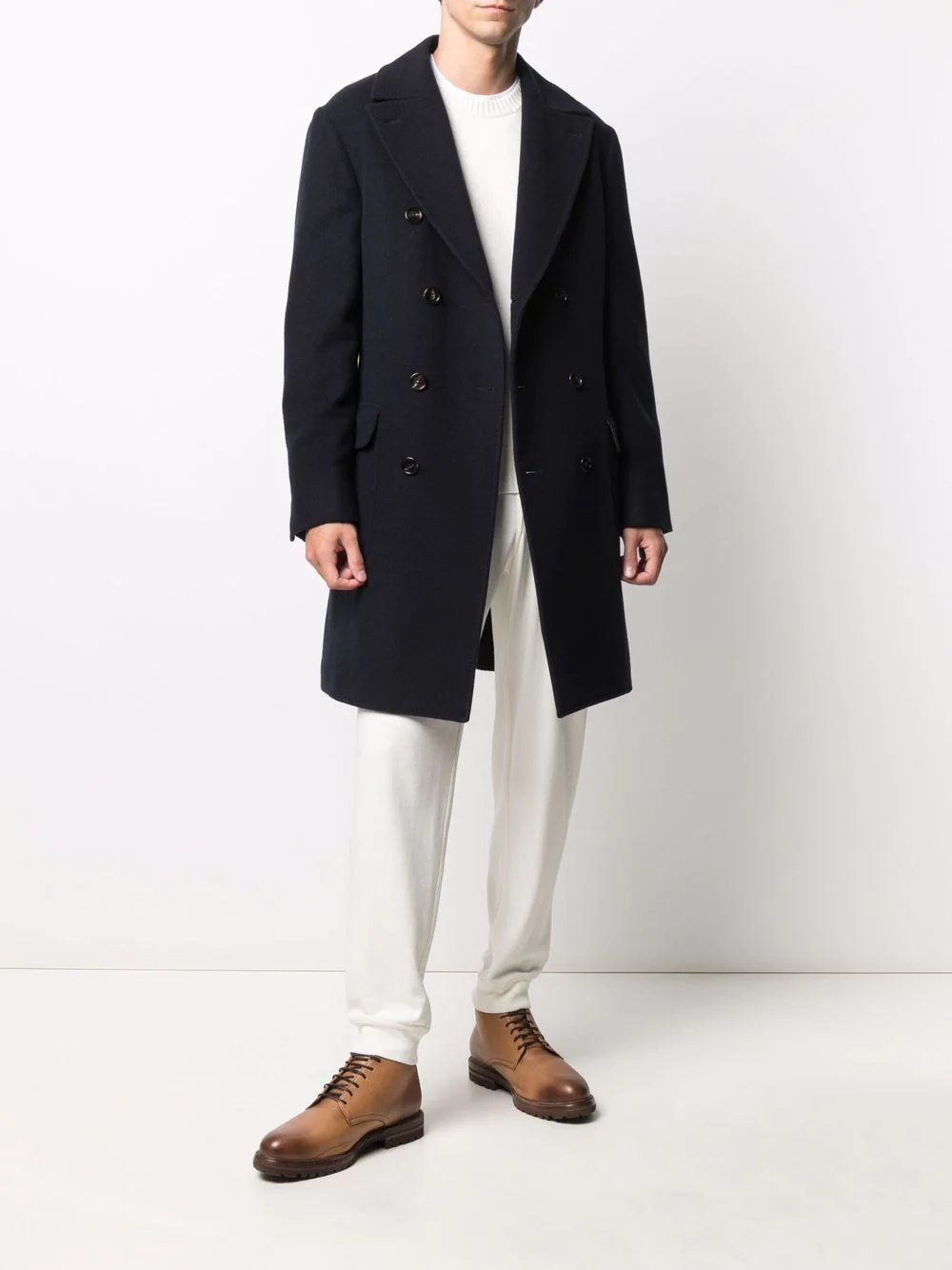 double-breasted cashmere coat - 2