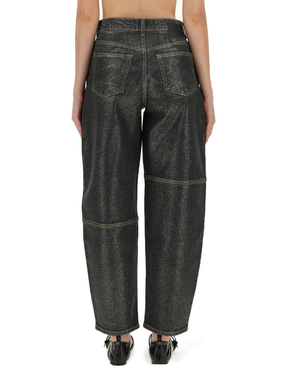 Ganni Women "Stary" Jeans In Sparkling Foil - 3