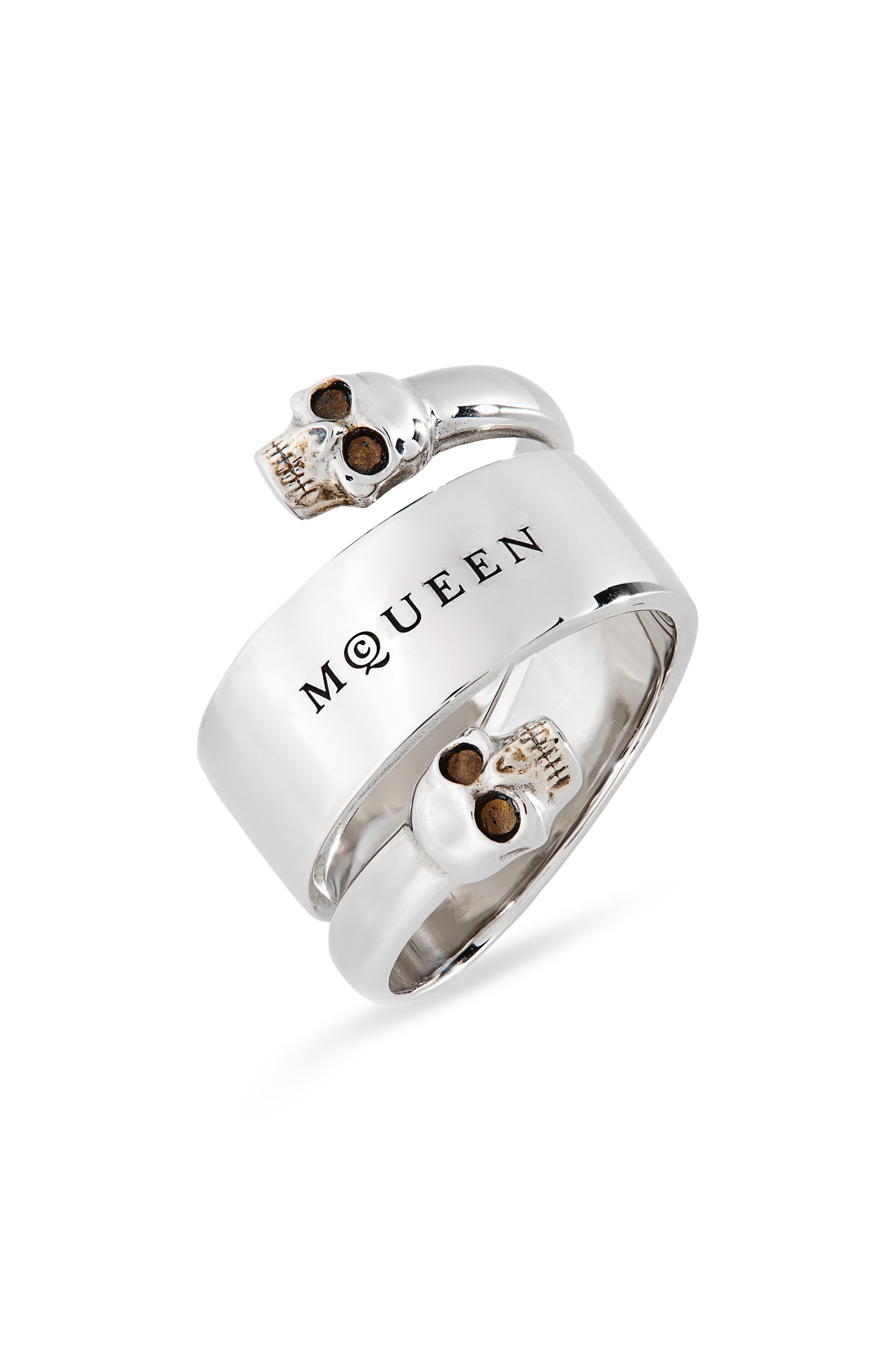 McQueen Twin Skull Ring in Mcq0911Sil.v.b Antil at Nordstrom - 1