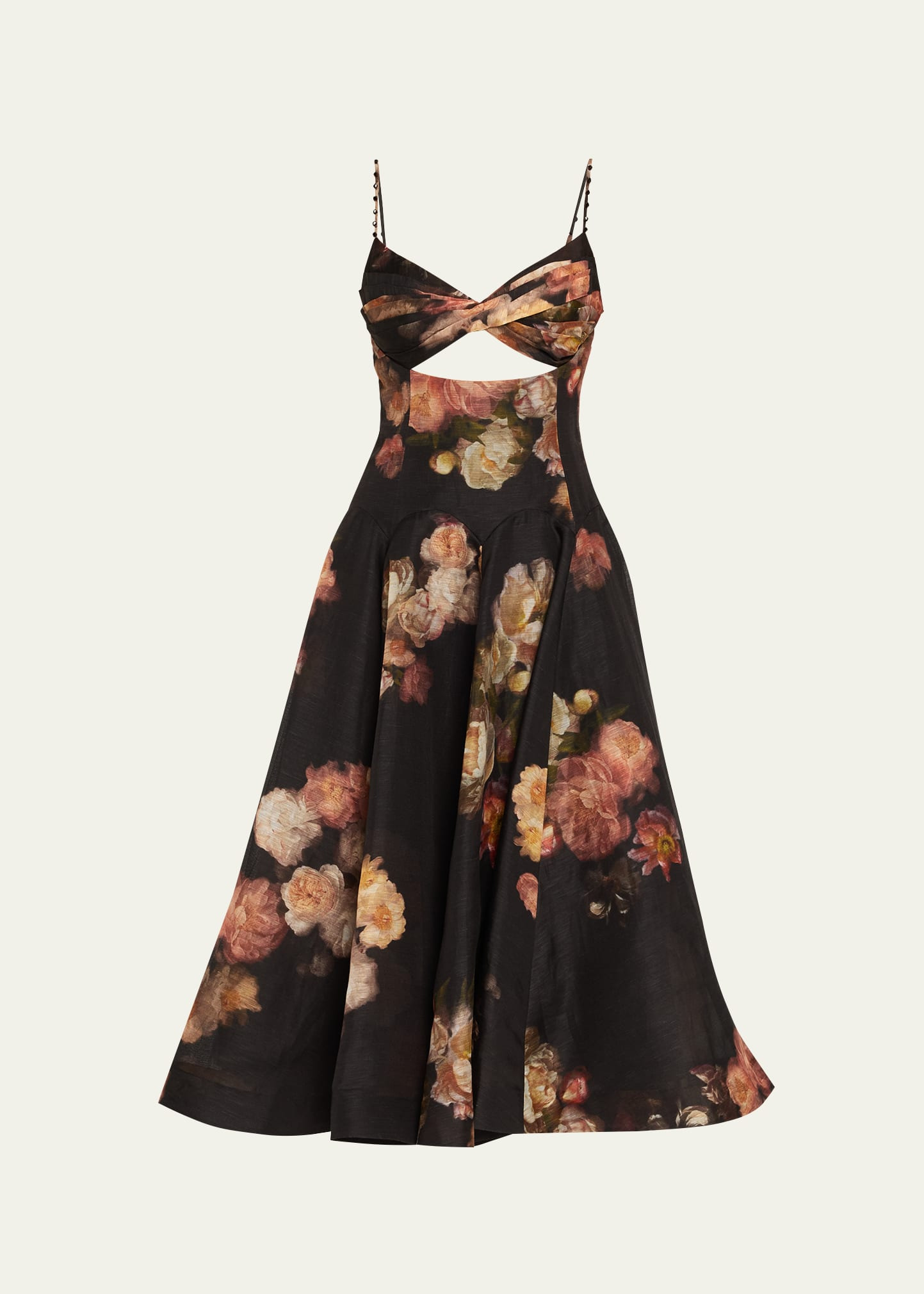 Floral Twist-Front Midi Dress - 1