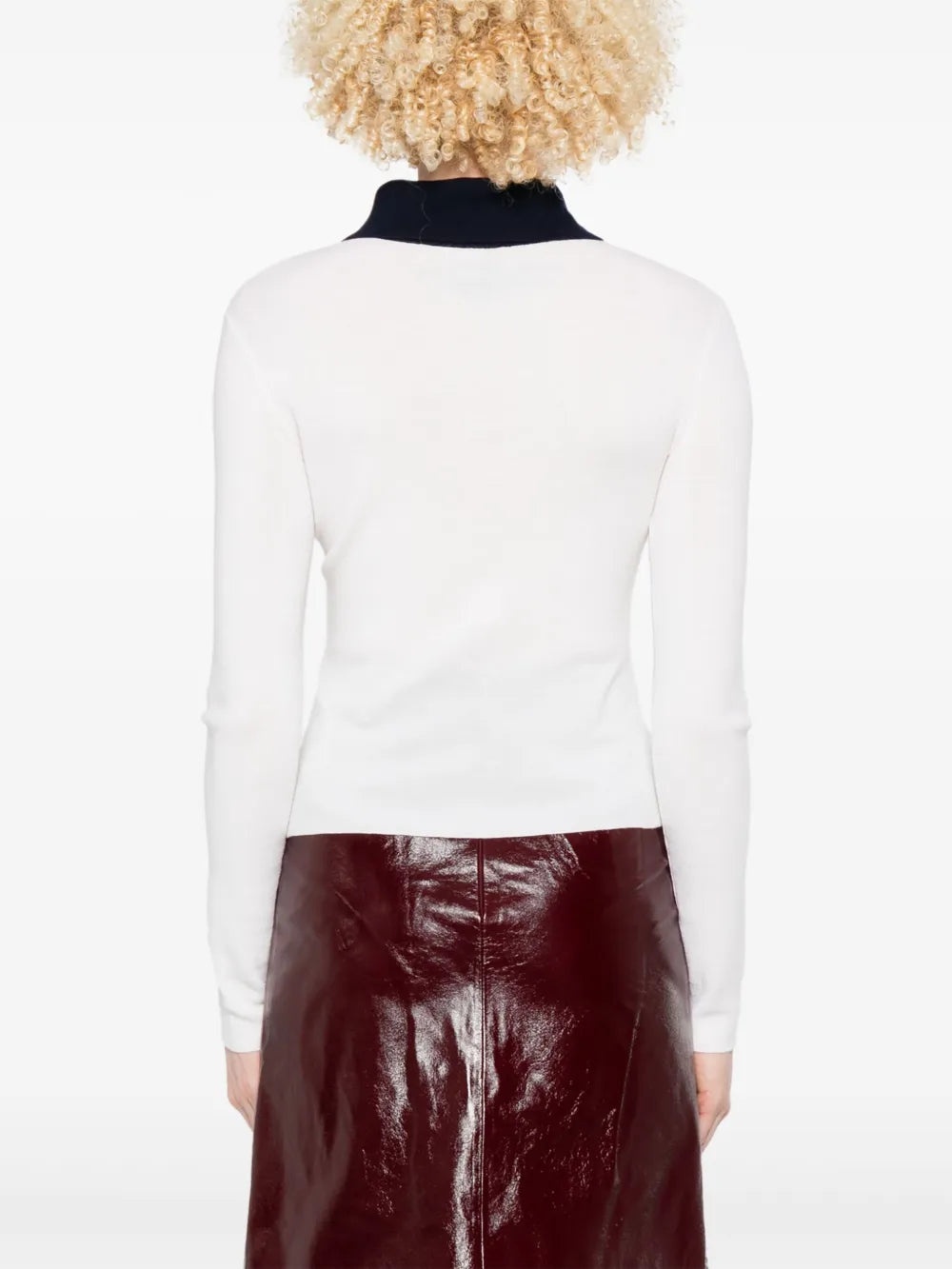 Wool Cardigan With Contrast Collar - 4