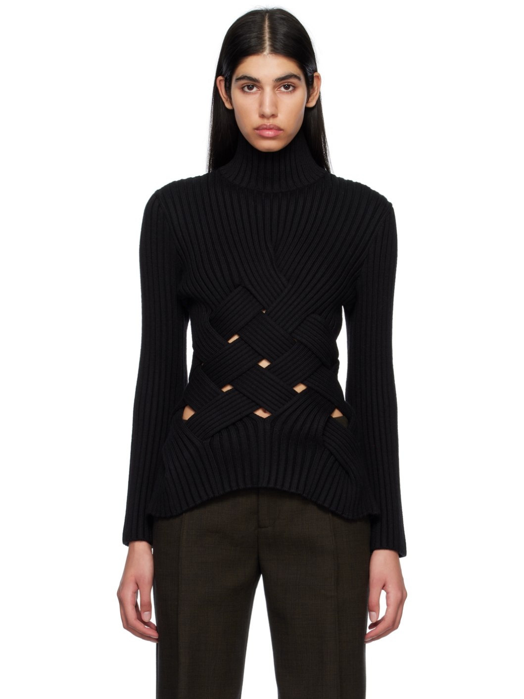 Black Intreccio Turtleneck - 1