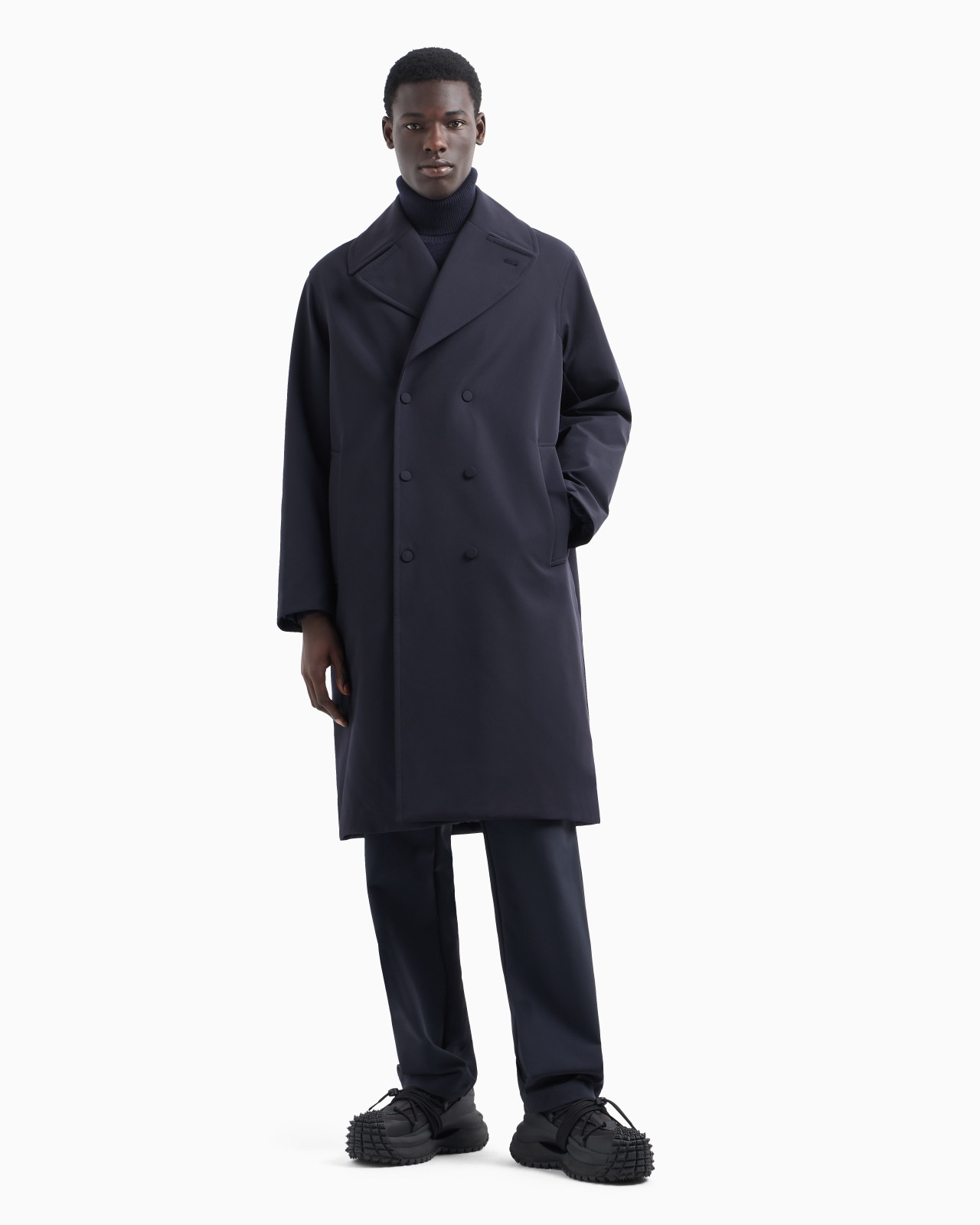 Double-breasted soft-touch nylon trench coat - 2