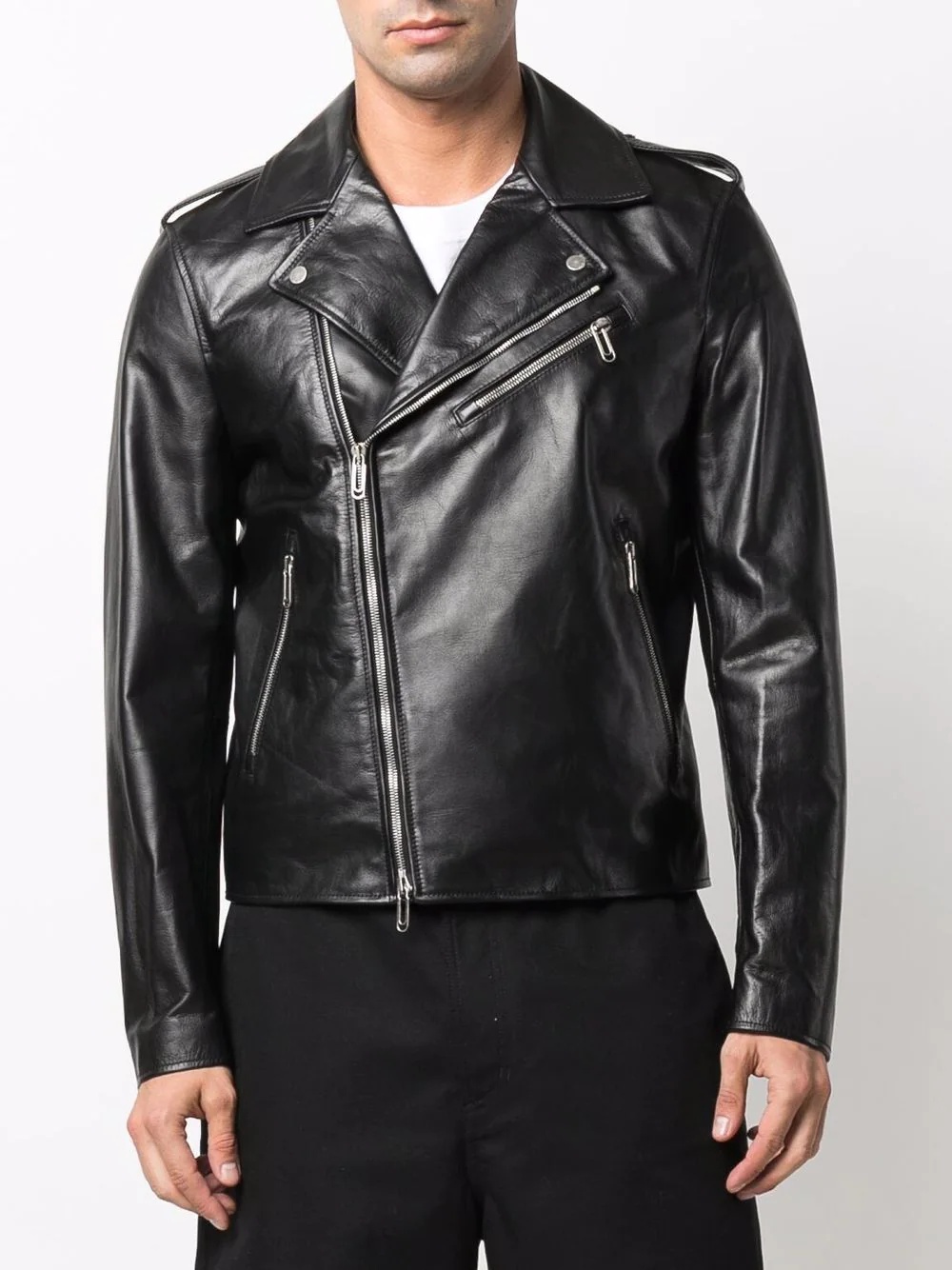 Diag-print biker jacket - 3