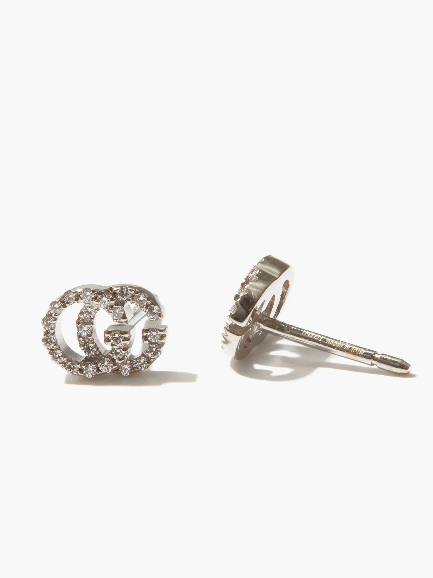 GG-logo diamond & 18kt white-gold earrings - 4