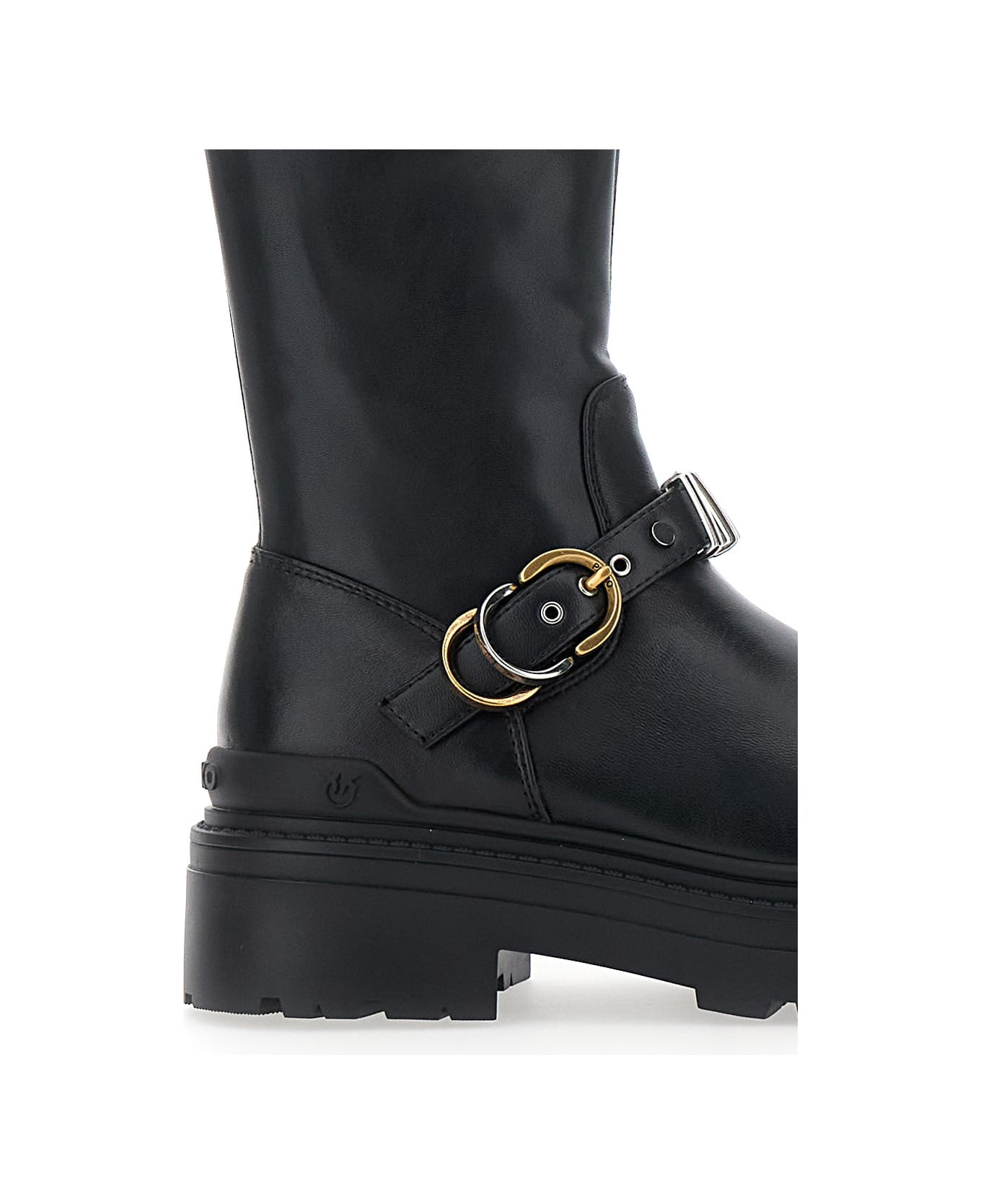 Black Boots With Applied Buckles In Leather Woman - 4