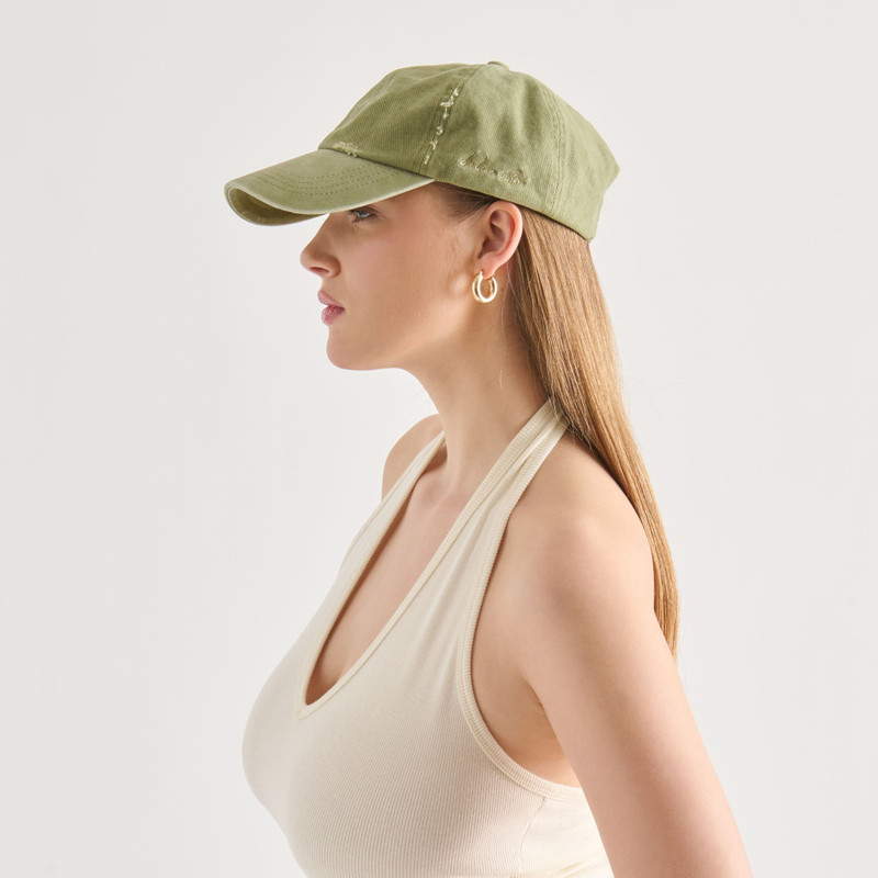 DISTRESSED BASEBALL CAP OLIVE 6