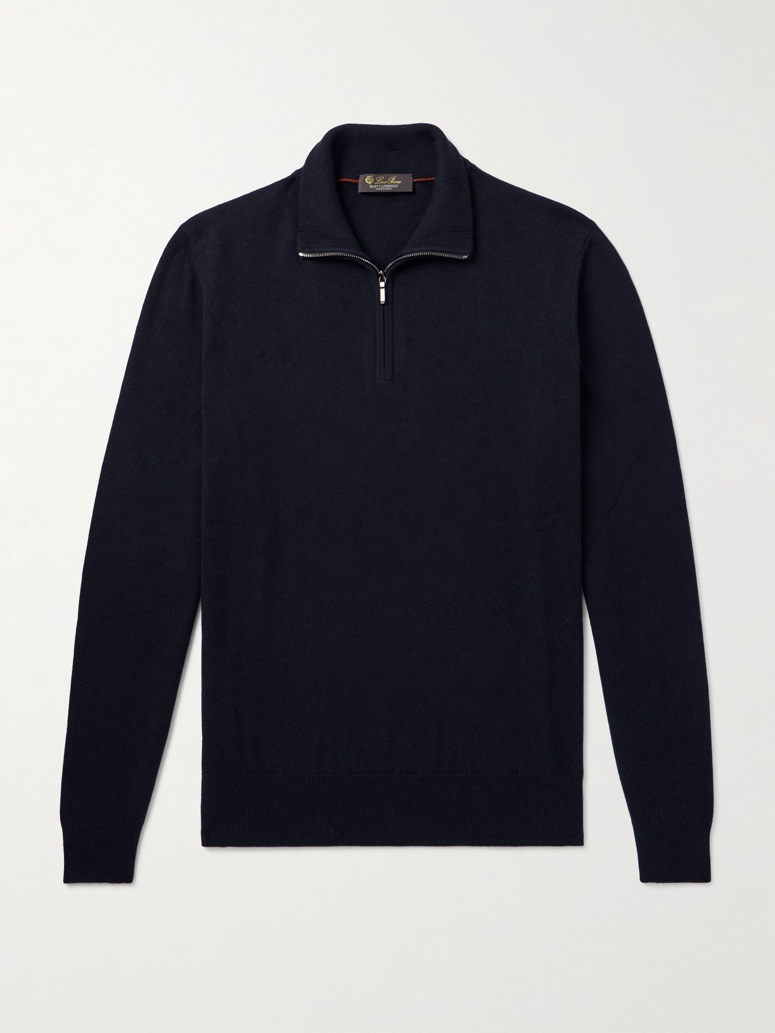 Slim-Fit Baby Cashmere Half-Zip Sweater Navy - 1