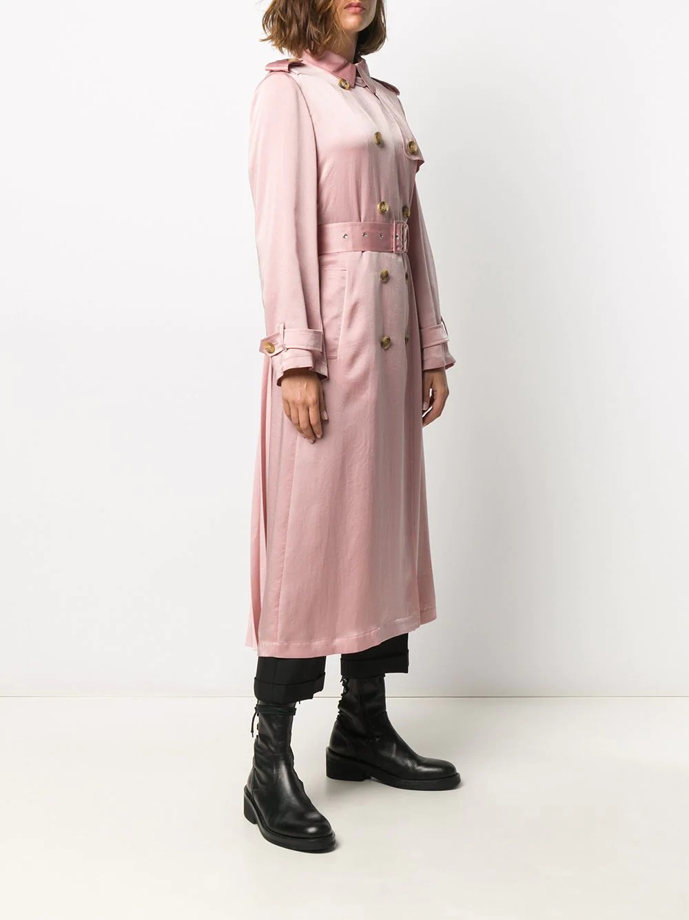 satin trench coat - 3