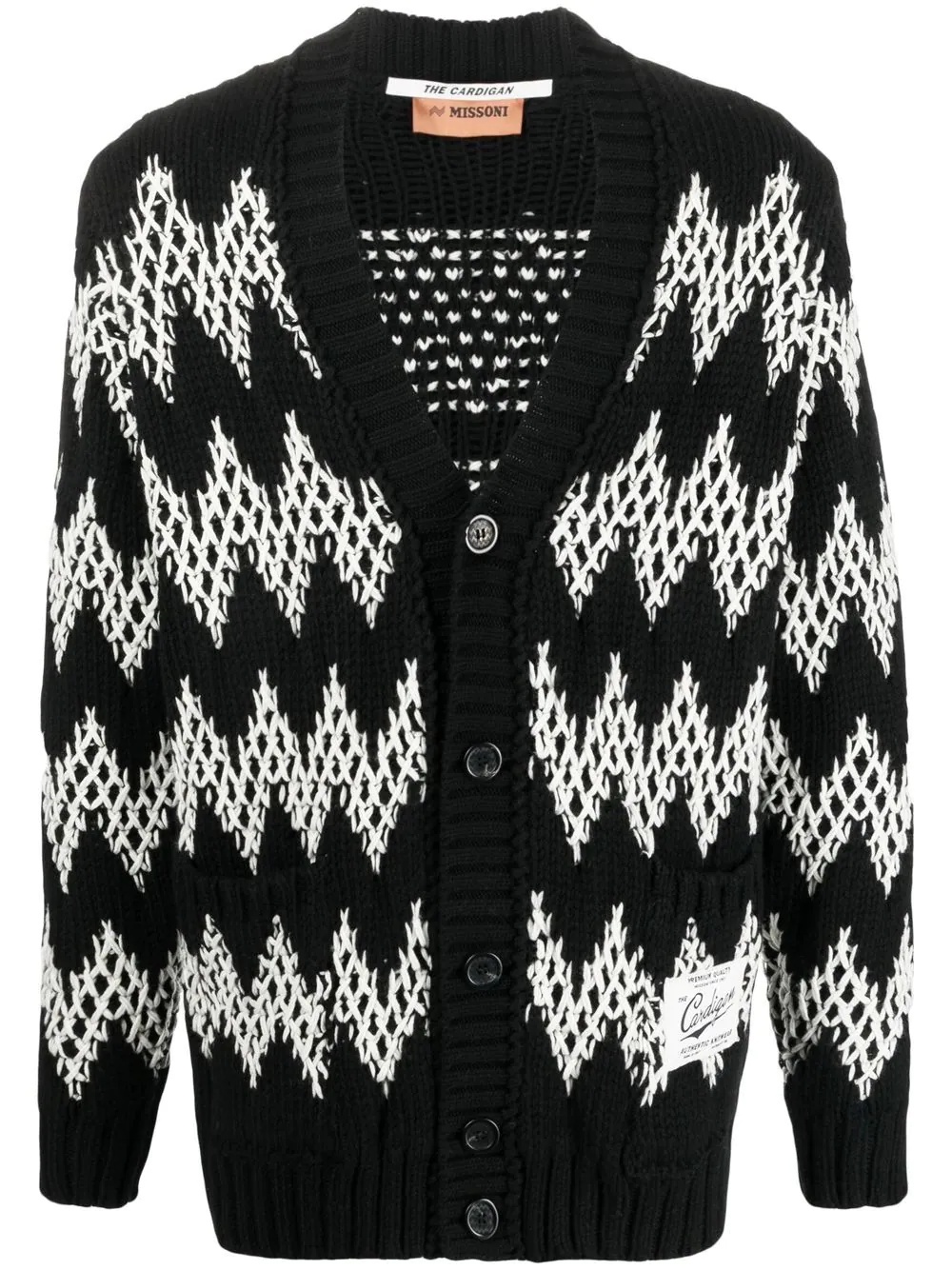 zigzag-knit wool cardigan - 1