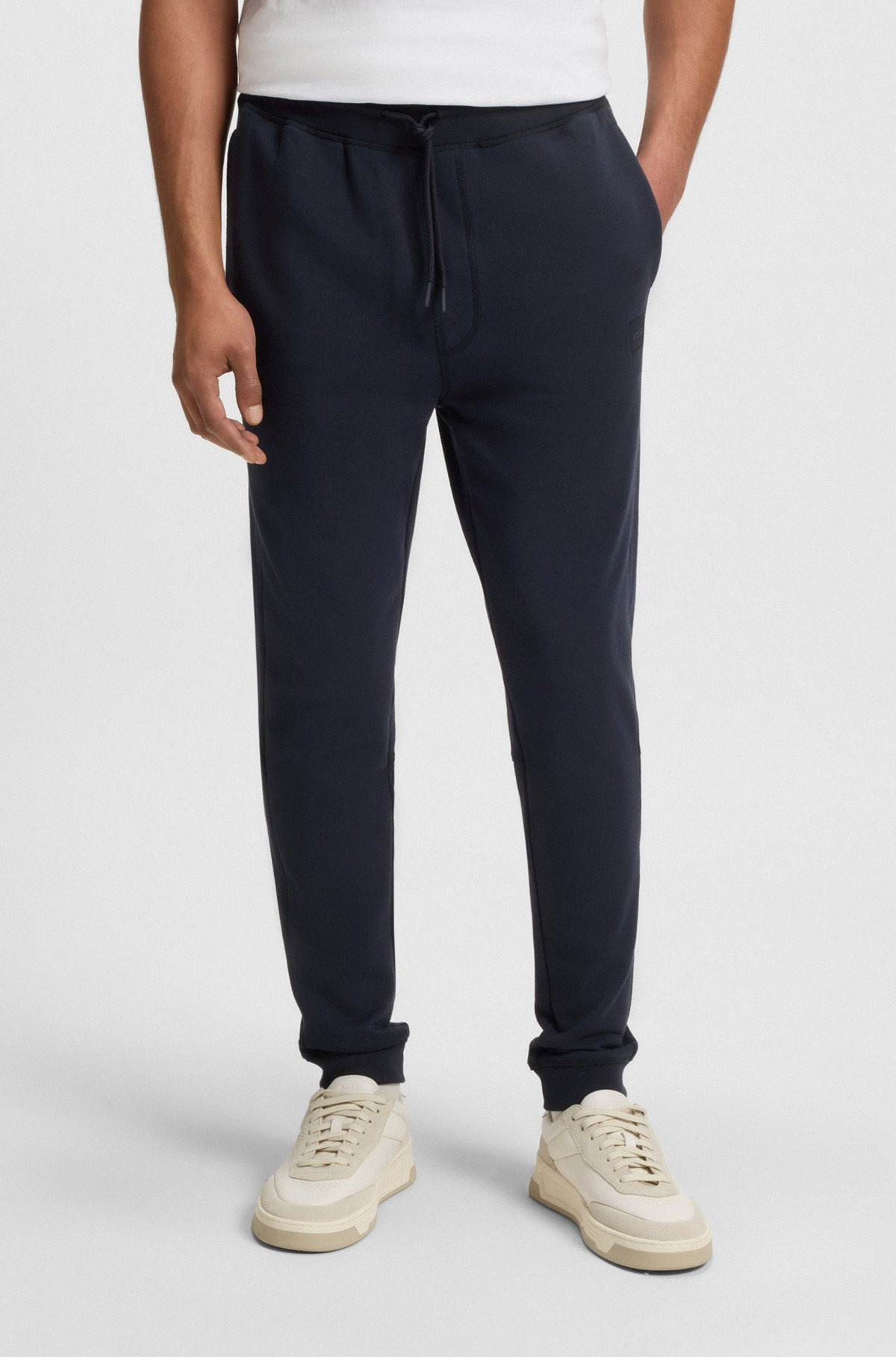 COTTON-TERRY TRACKSUIT BOTTOMS WITH LOGO PATCH - 2