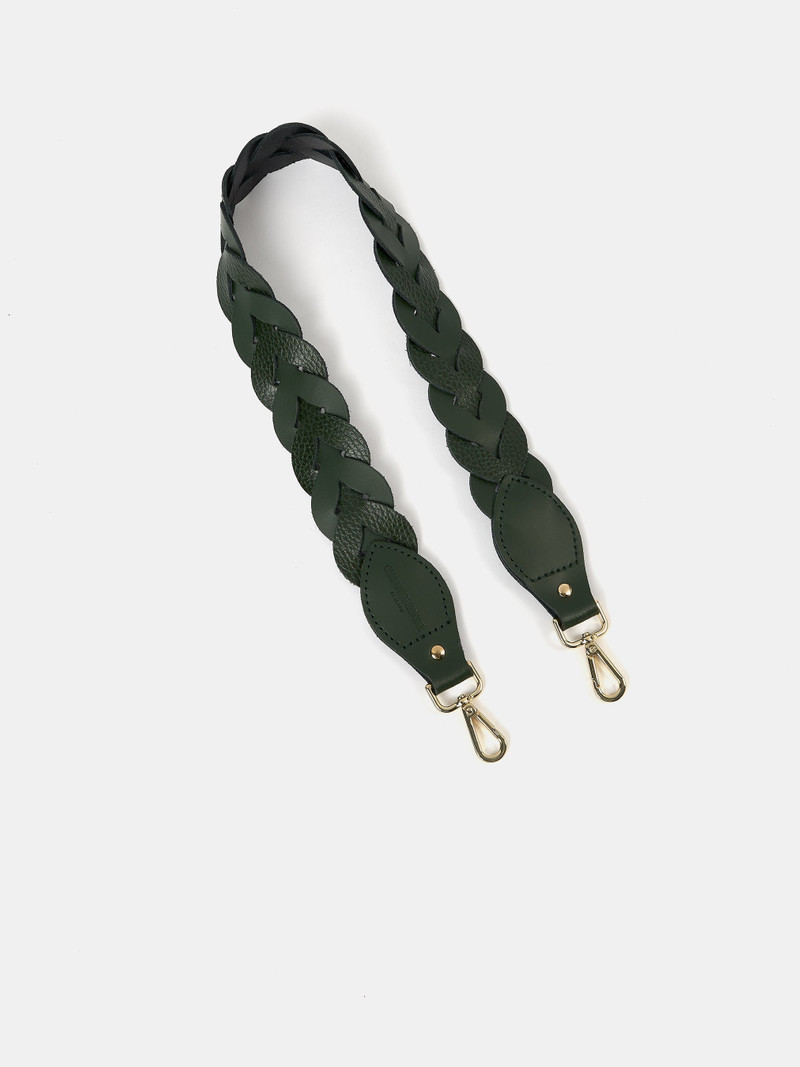 The Plaited Shoulder Strap - Racing Green & Racing Green Celtic Grain 1