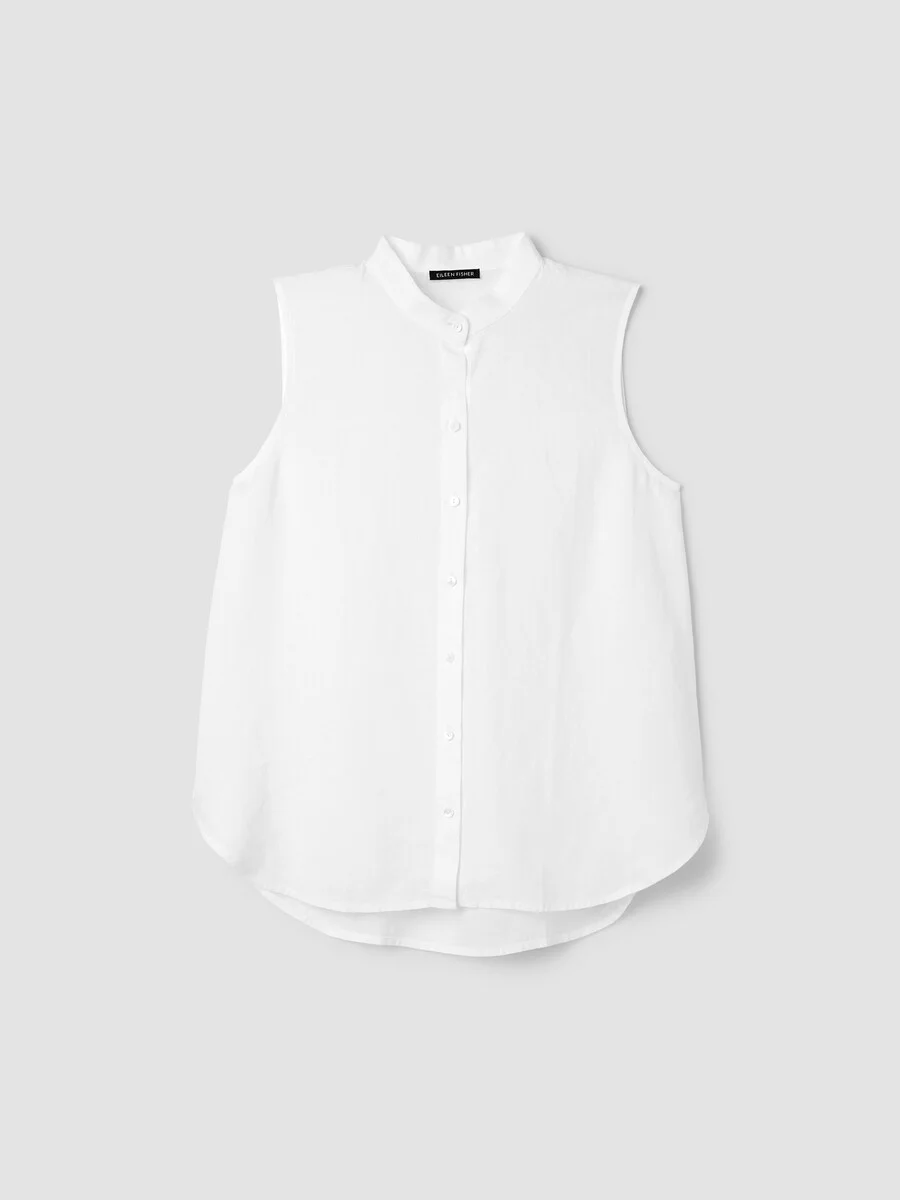 Organic Handkerchief Linen Sleeveless Shirt - 1