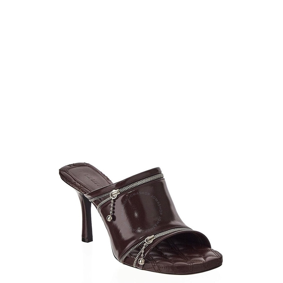 Burberry Leather Zipper Stiletto Mule Sandals - 2