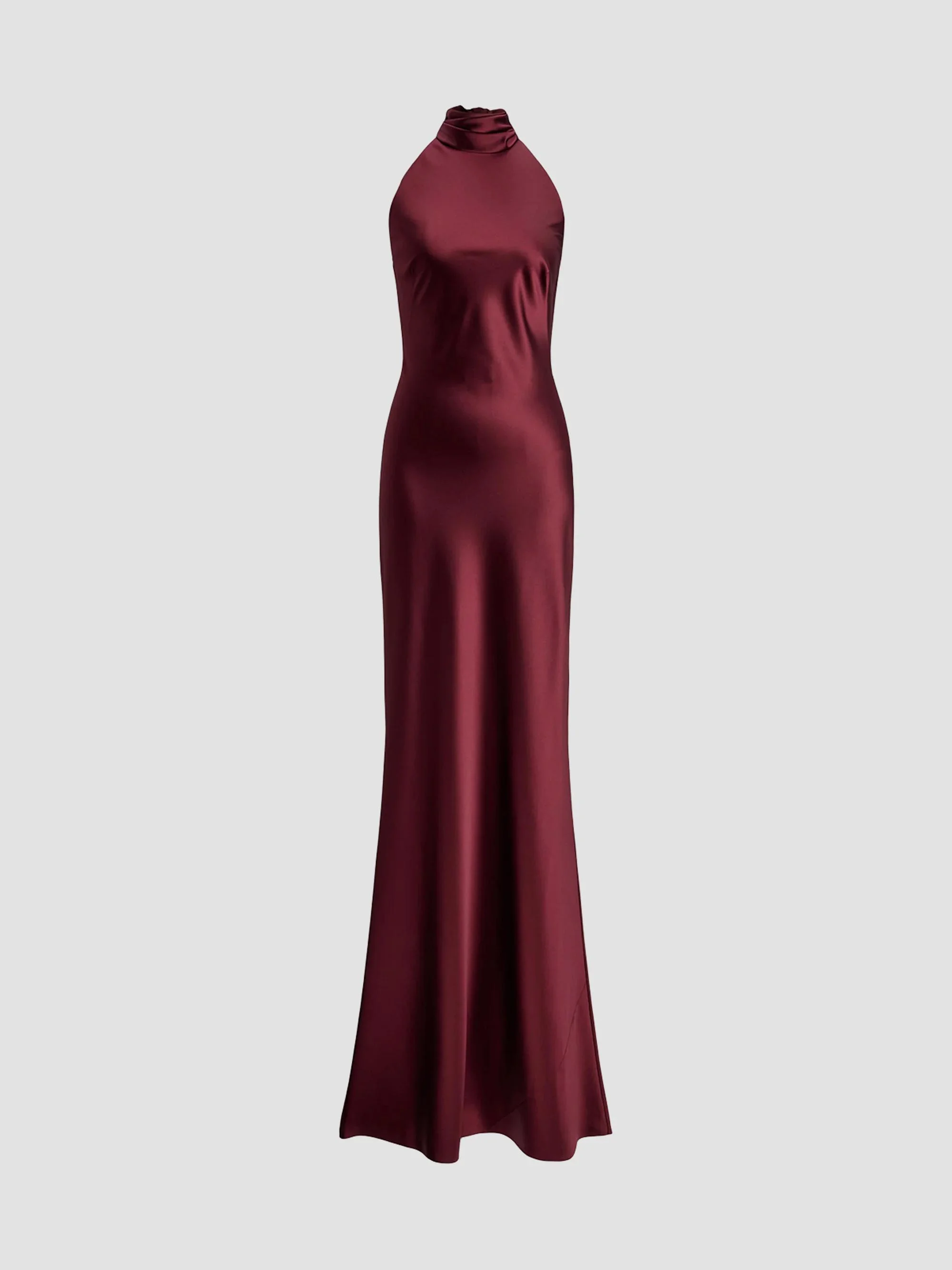 Women's Chilton Satin Halter Gown - Red - 1