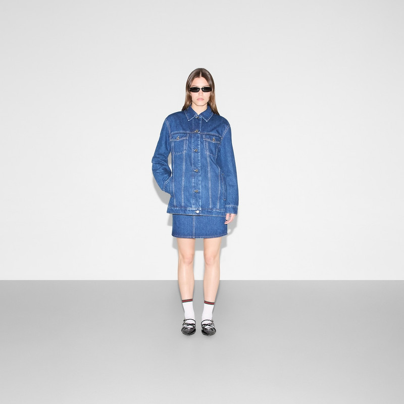 GUCCI Denim jacket with Gucci print outlook