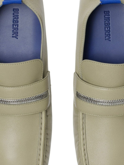 Burberry zip-detail leather loafers outlook