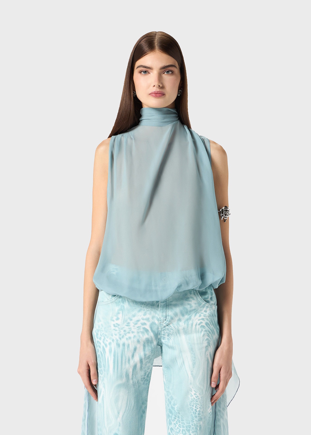 GEORGETTE TOP WITH SCARF - 3