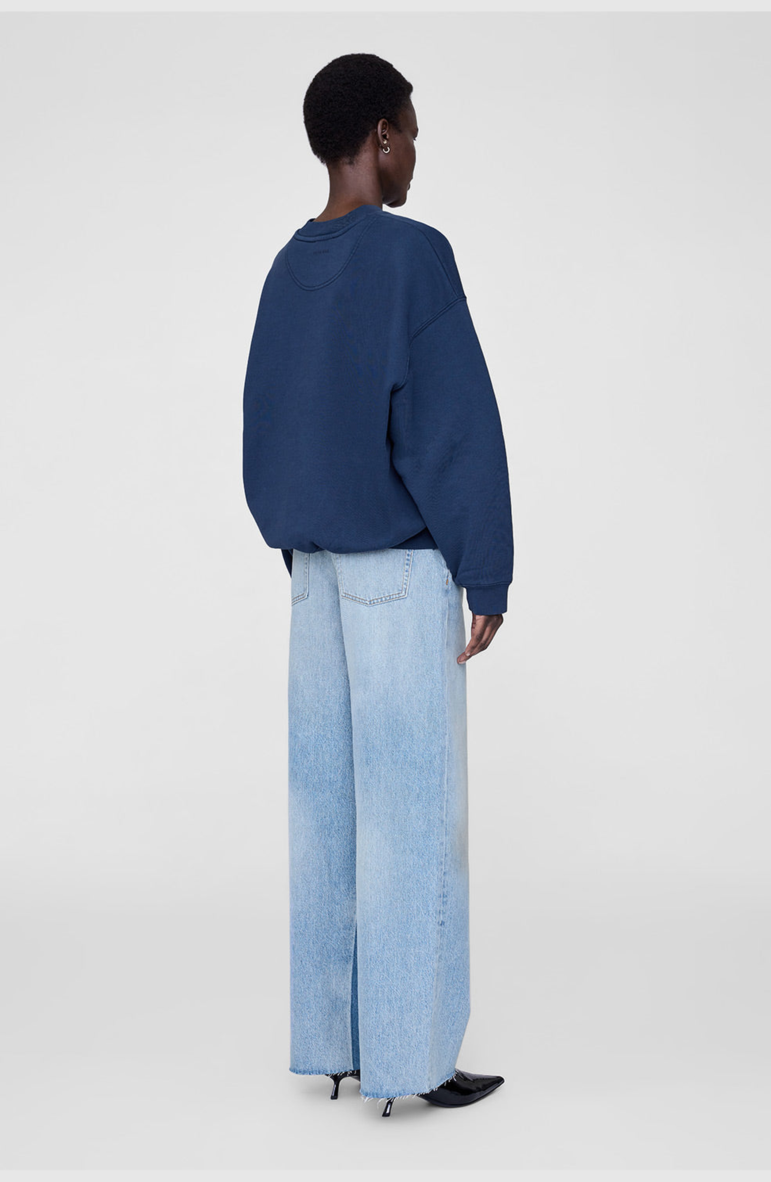 ANINE BING Paris Jaci Sweatshirt in Washed Navy at Nordstrom - 2