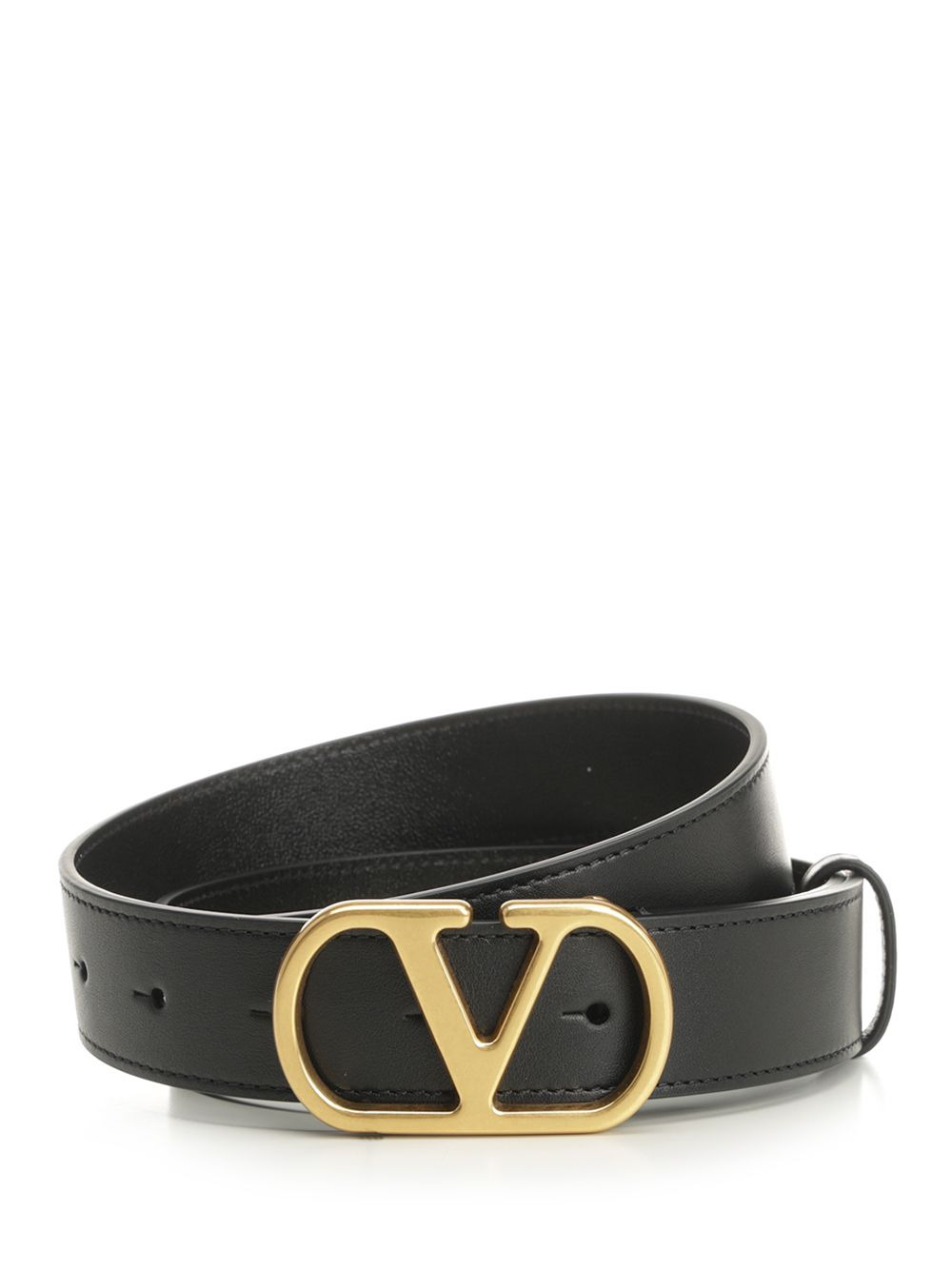 Belt H. 30 | Vlogo Signature. | Box Calf S./Antique Brass Logo Belts Black - 1
