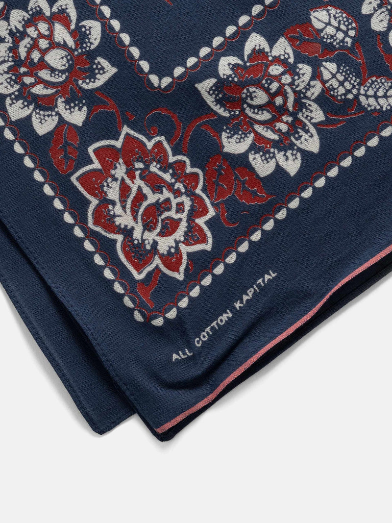 Kapital Fastcolor Selvedge Bandanna (ROCKWELL FLOWER) Navy outlook