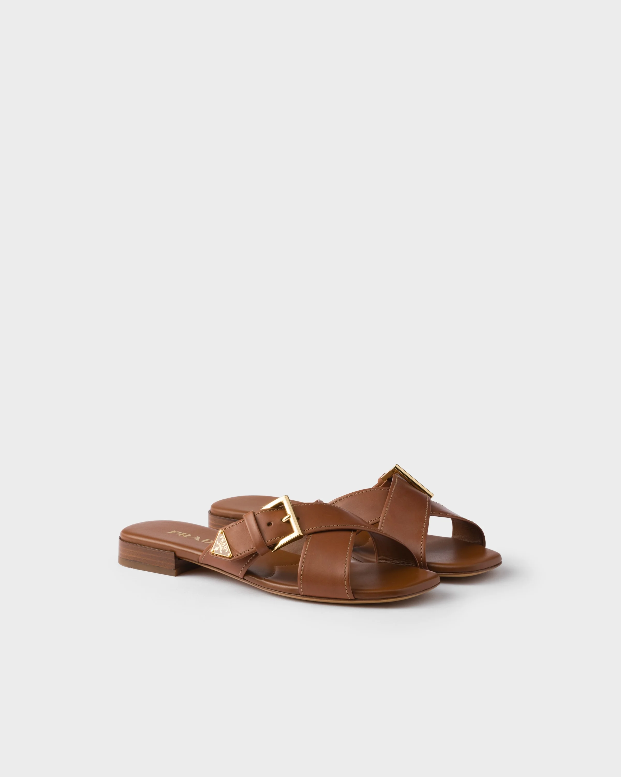 Leather crisscross slides with buckle - 1