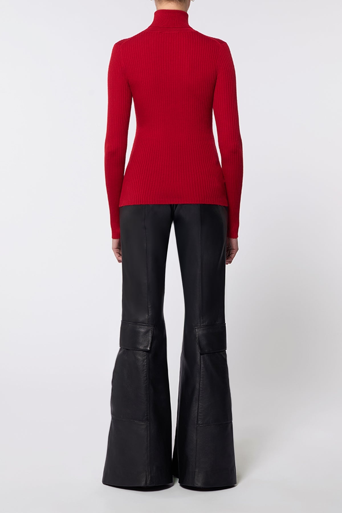 Peppe Knit Turtleneck in Scarlet Red Cashmere Silk - 4