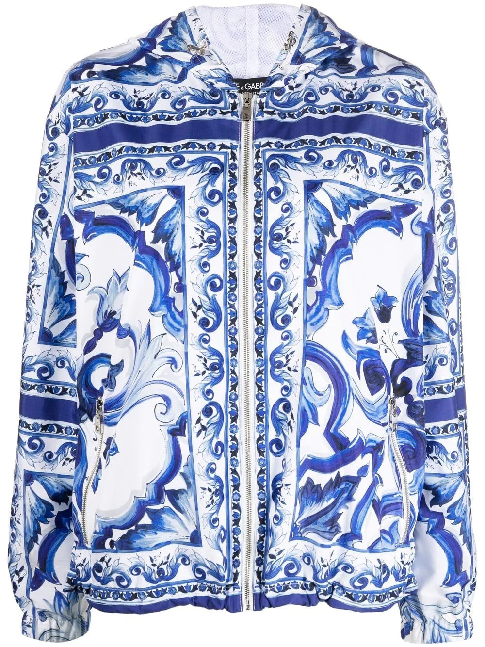 Majolica-print hooded windbreaker - 1