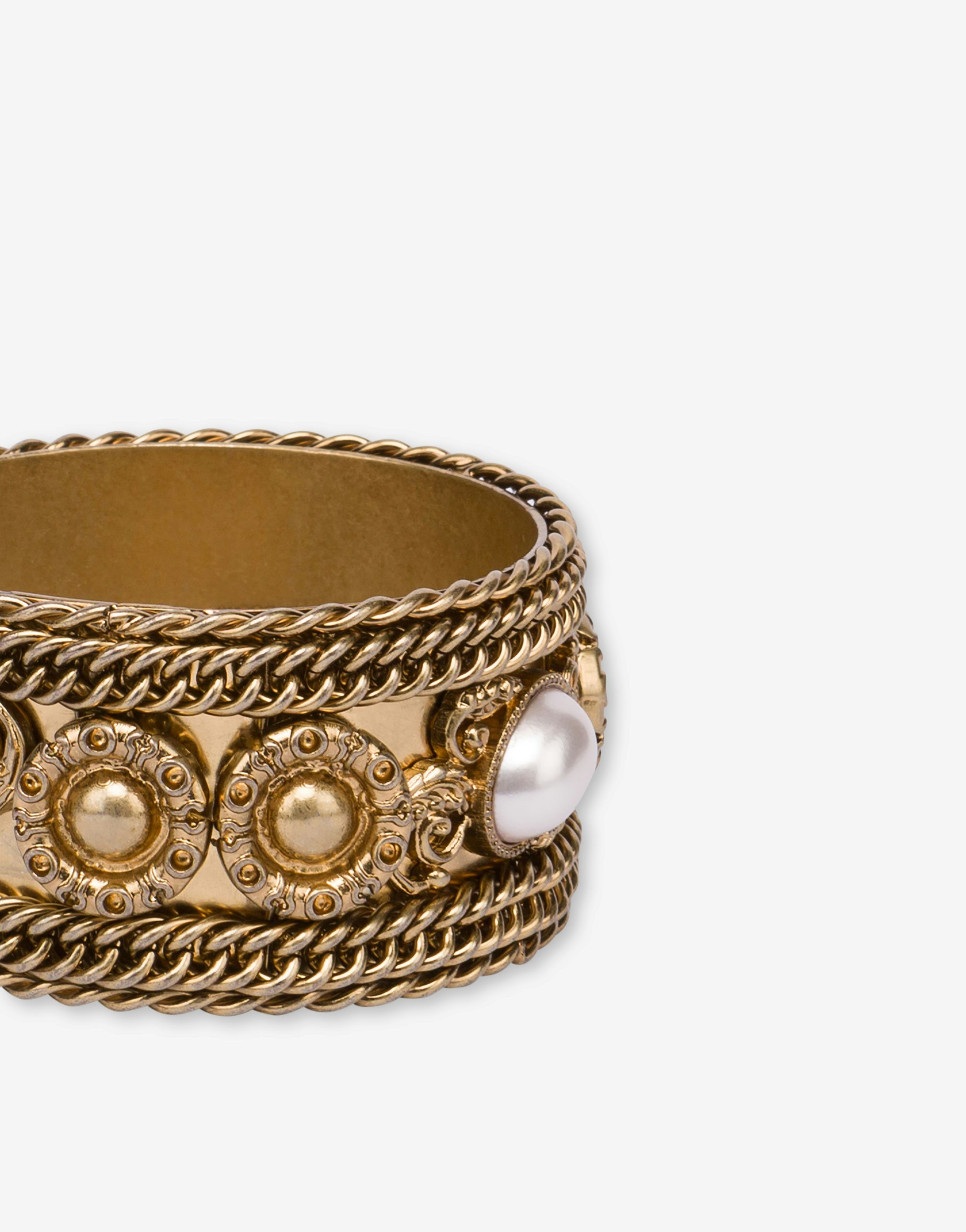 RIGID BRACELET WITH CHAINS AND PEARLS - 3