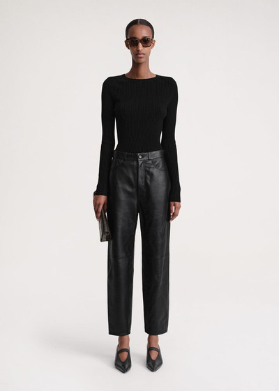 Totême Tapered leather trousers black outlook