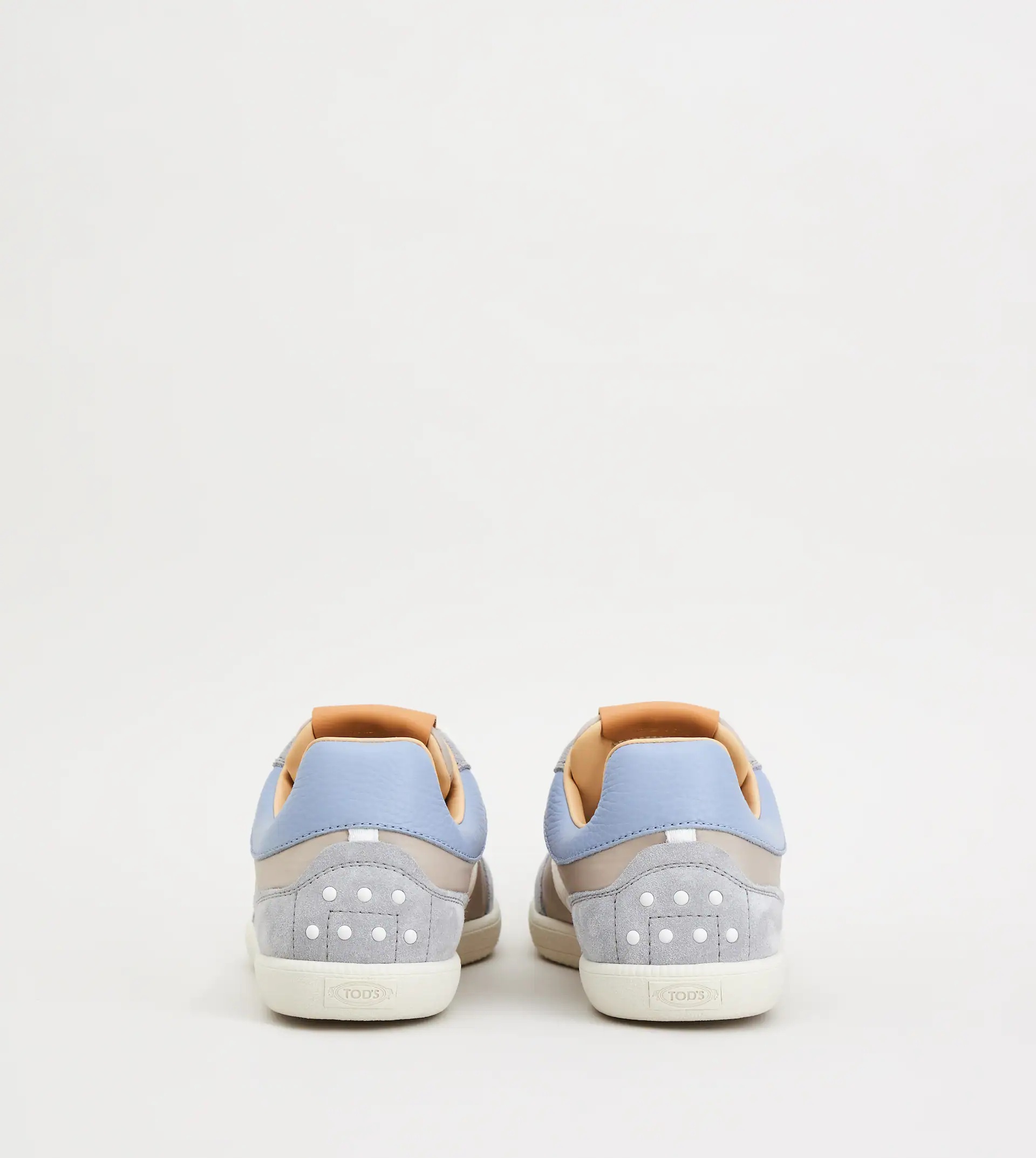 TOD'S TABS SNEAKERS IN SUEDE AND TECHNICAL FABRIC - LIGHT BLUE, GREY, WHITE - 3