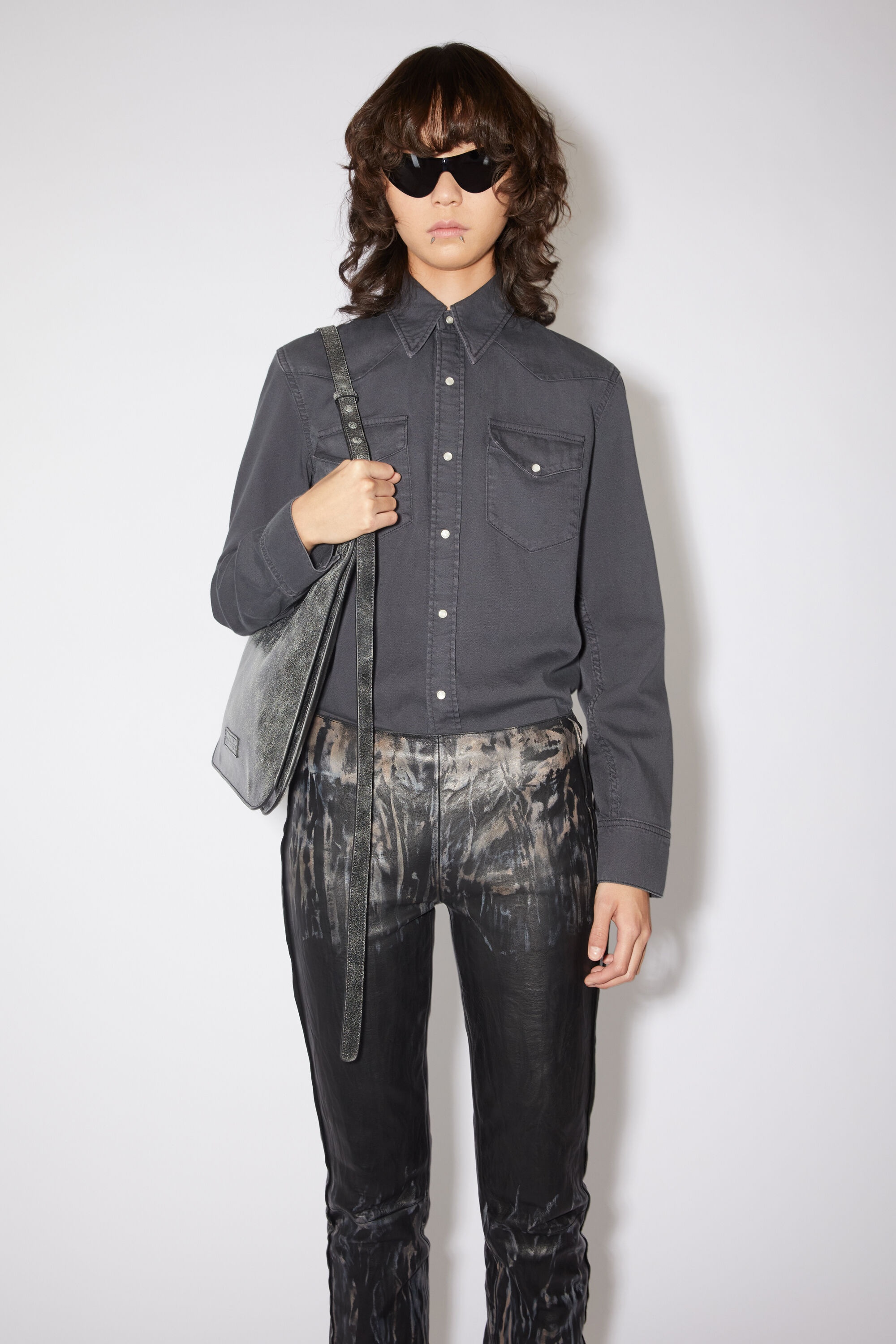 Denim button-up shirt - Dark grey - 2