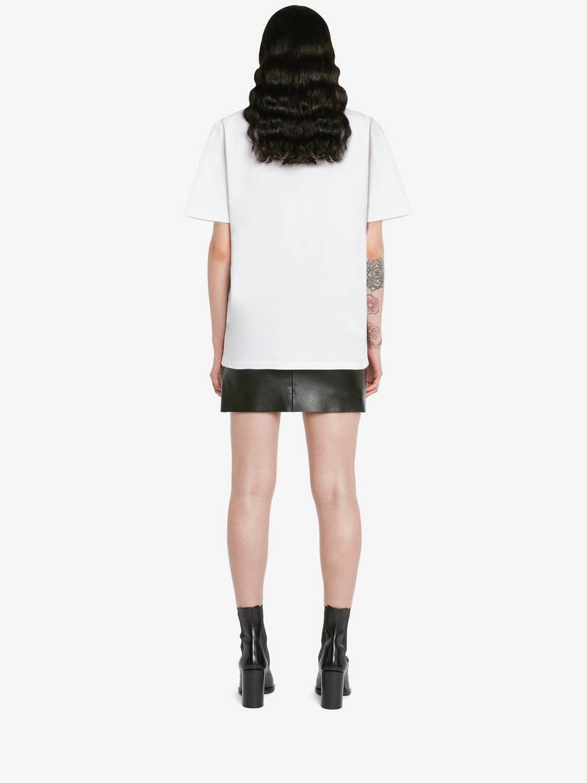 Women's Biker Slashed Mini Skirt in Black - 4
