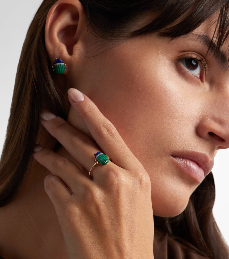 Scarabée Mini 9kt gold ring with gemstones 3