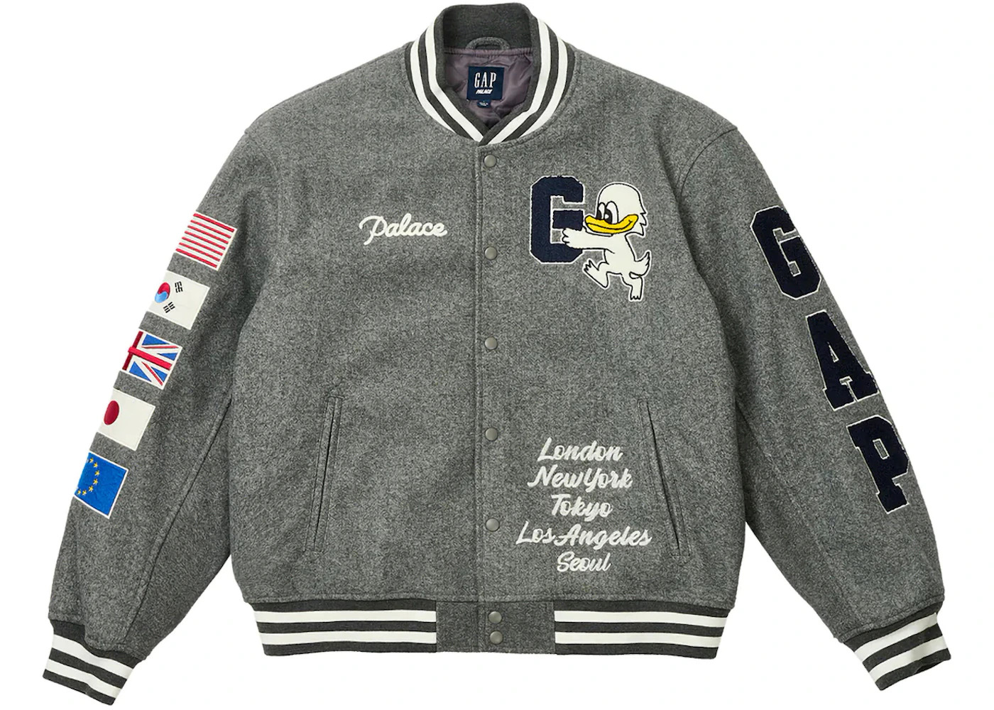 Palace x Gap Varsity Jacket Grey - 2
