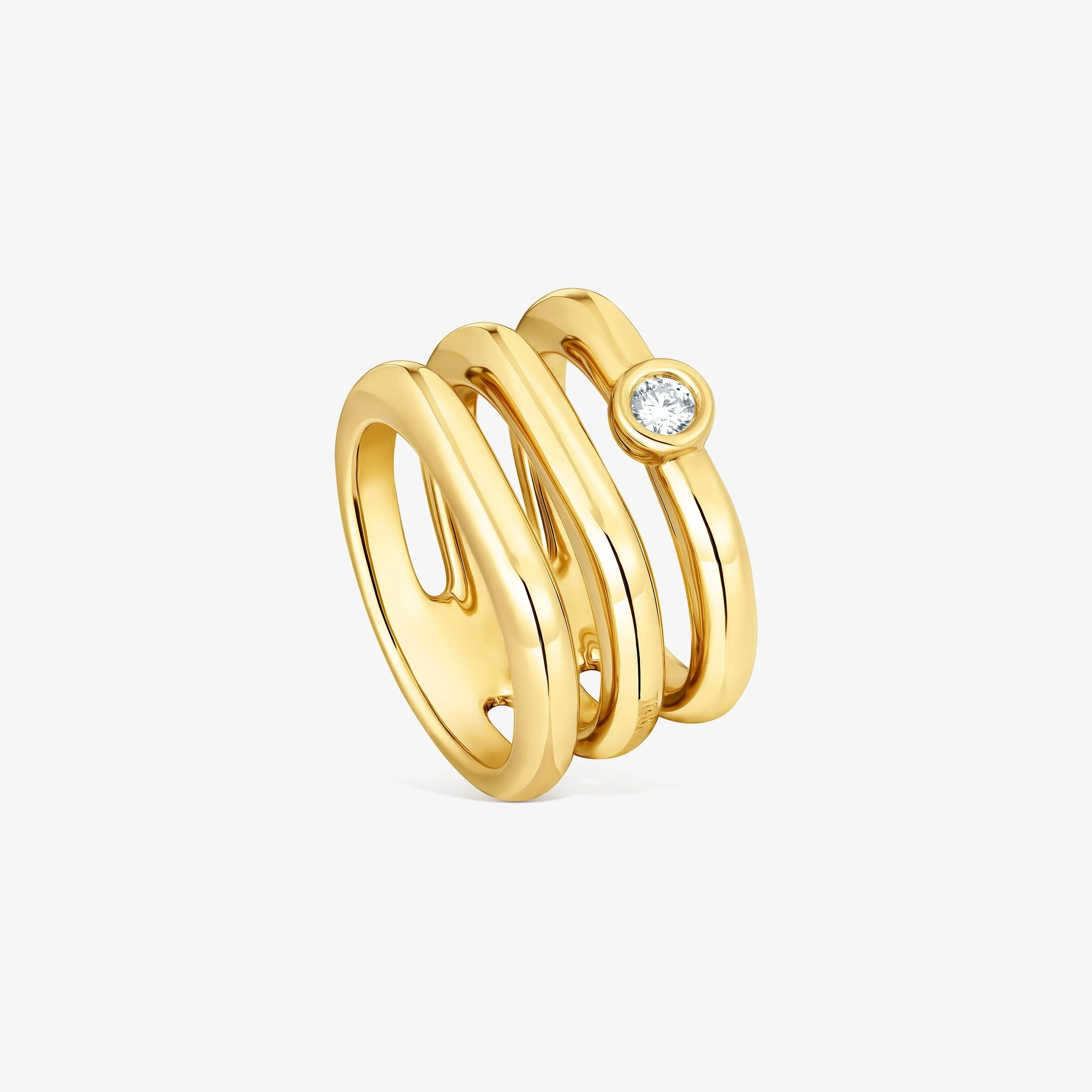 18K gold vermeil Triple ring with laboratory-grown diamond Line LGD - 1