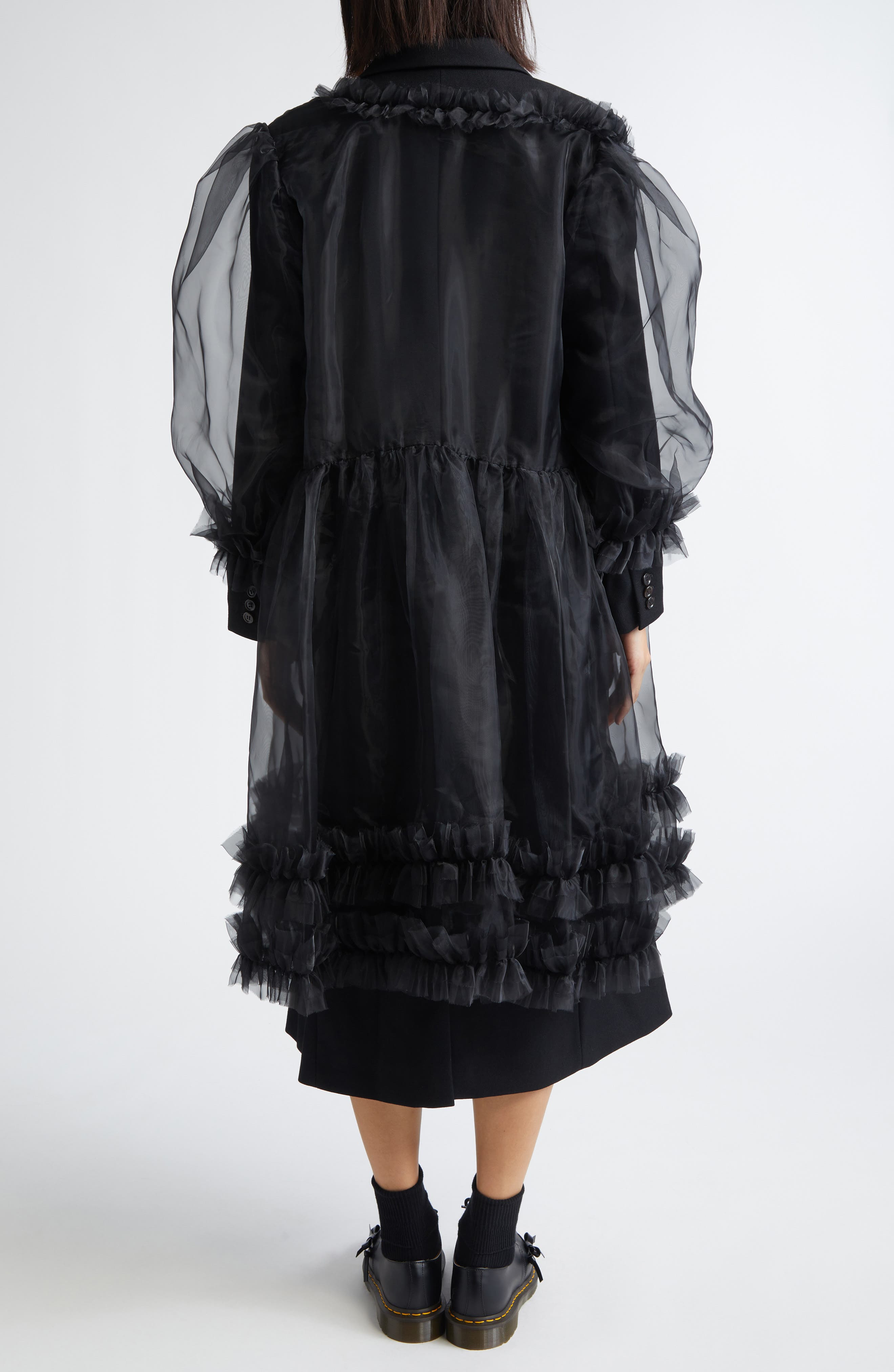 Noir Kei Ninomiya Petal Collar Cotton Broadcloth Button-Up Shirt in Black at Nordstrom - 2