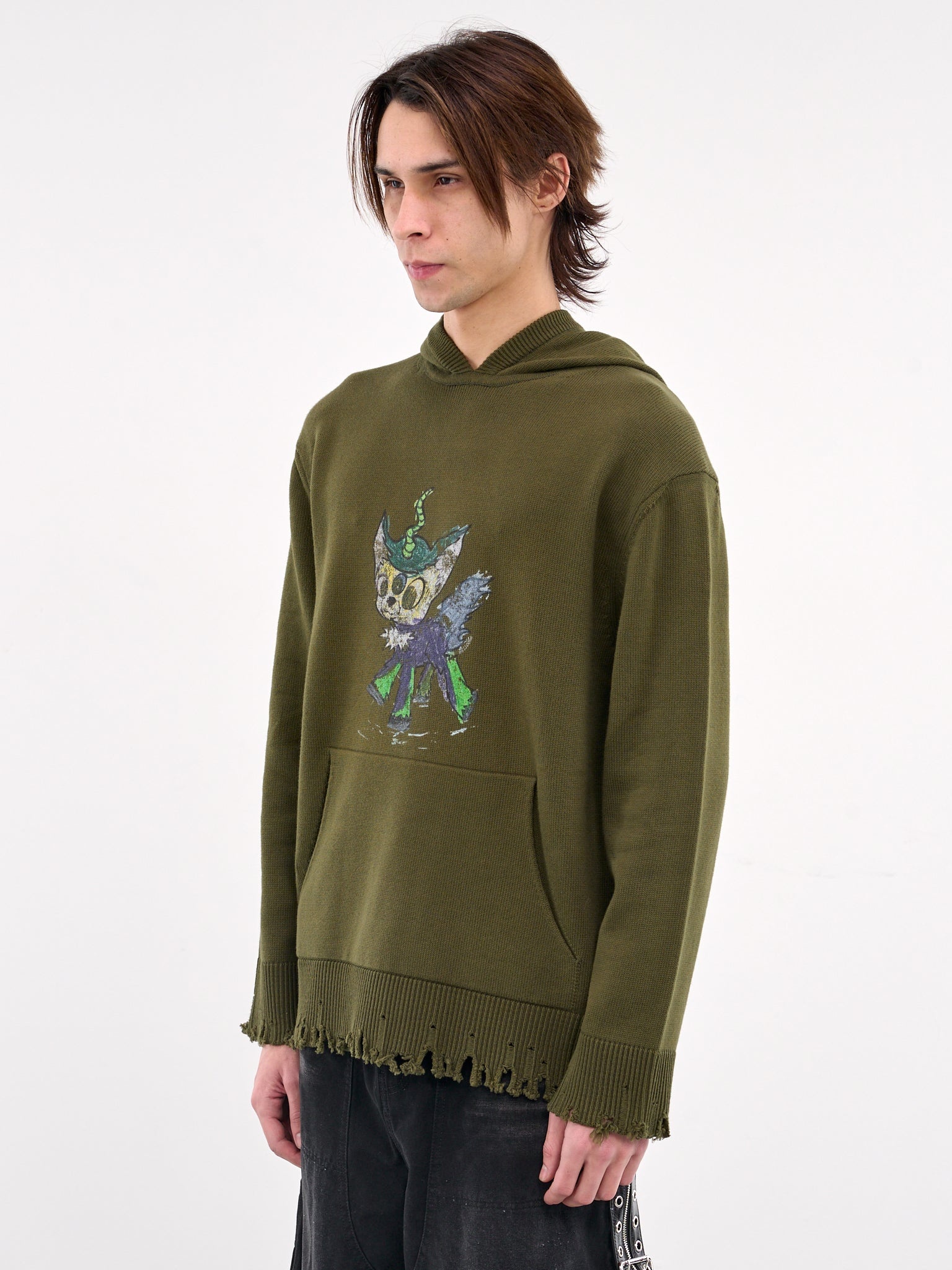 Grunge Printed Knit Hoodie - 2
