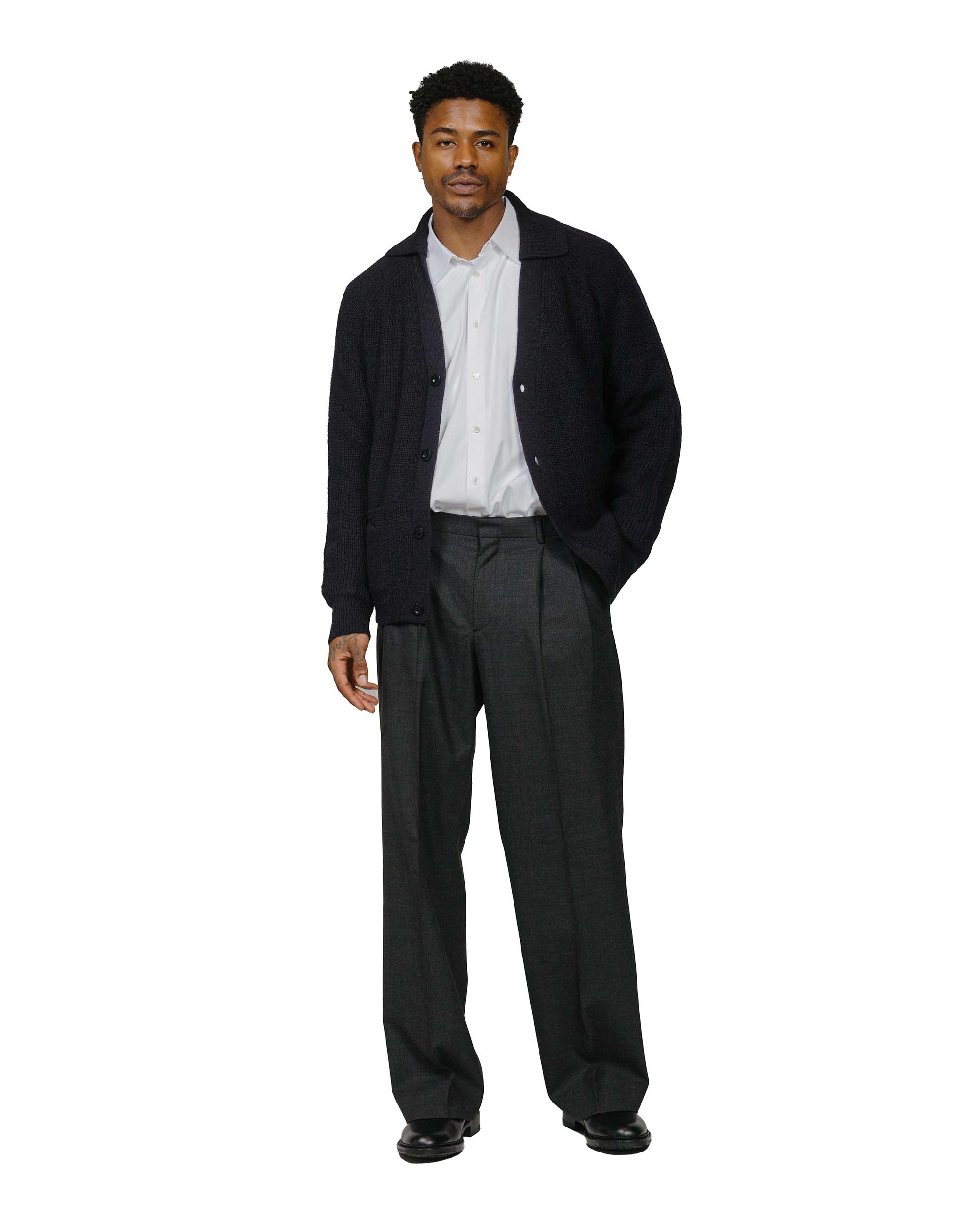 MHL Collared Cardigan Virgin Wool Ink - 4