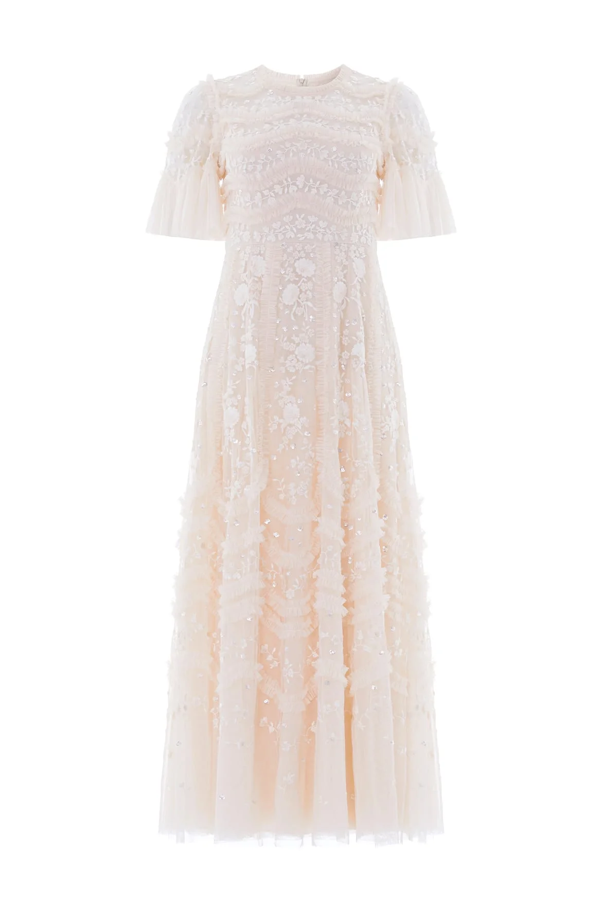Gianna Ruffle Short Sleeve Ankle Gown - 1