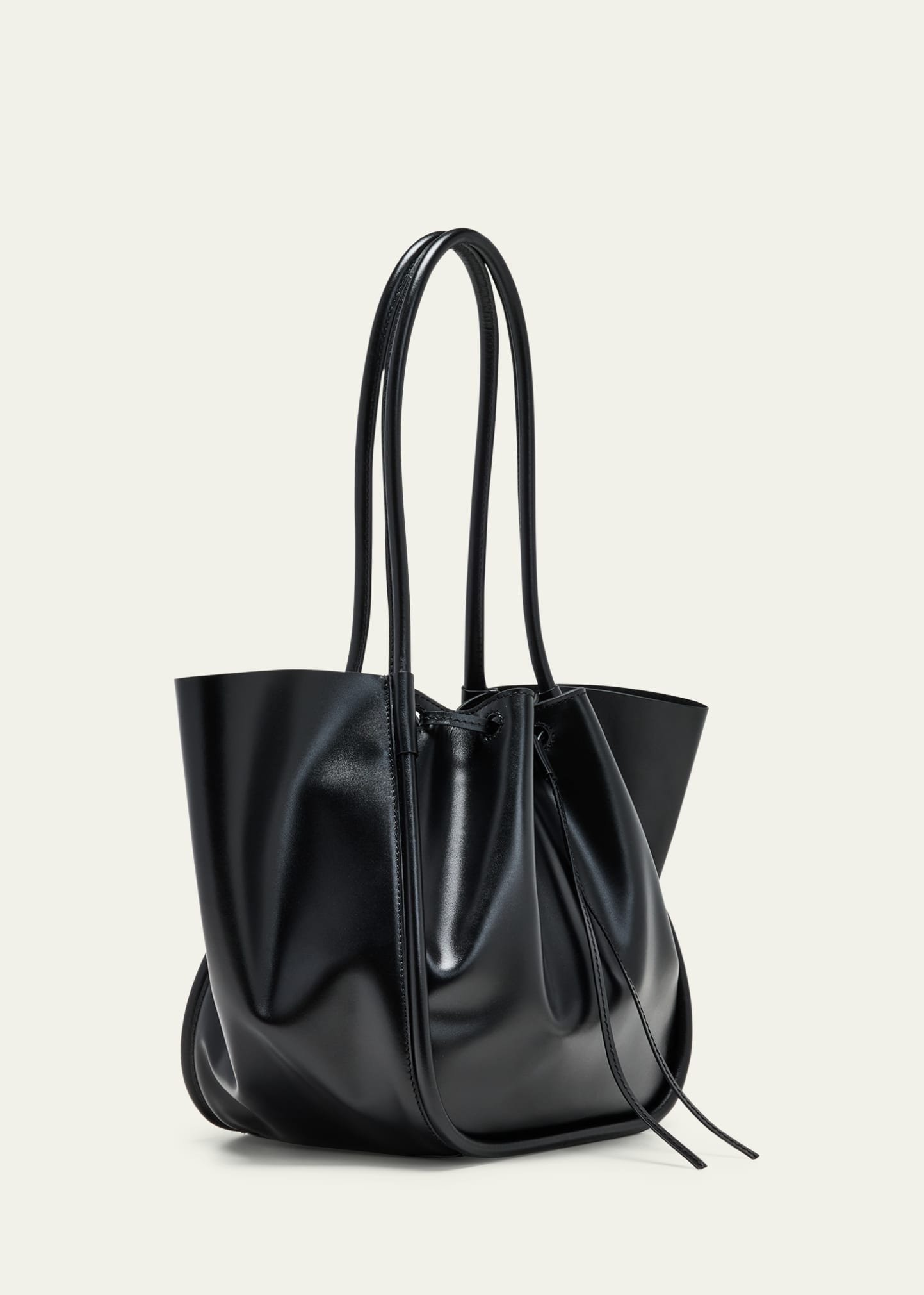 Large Ruched Calf Leather Tote Bag - 3