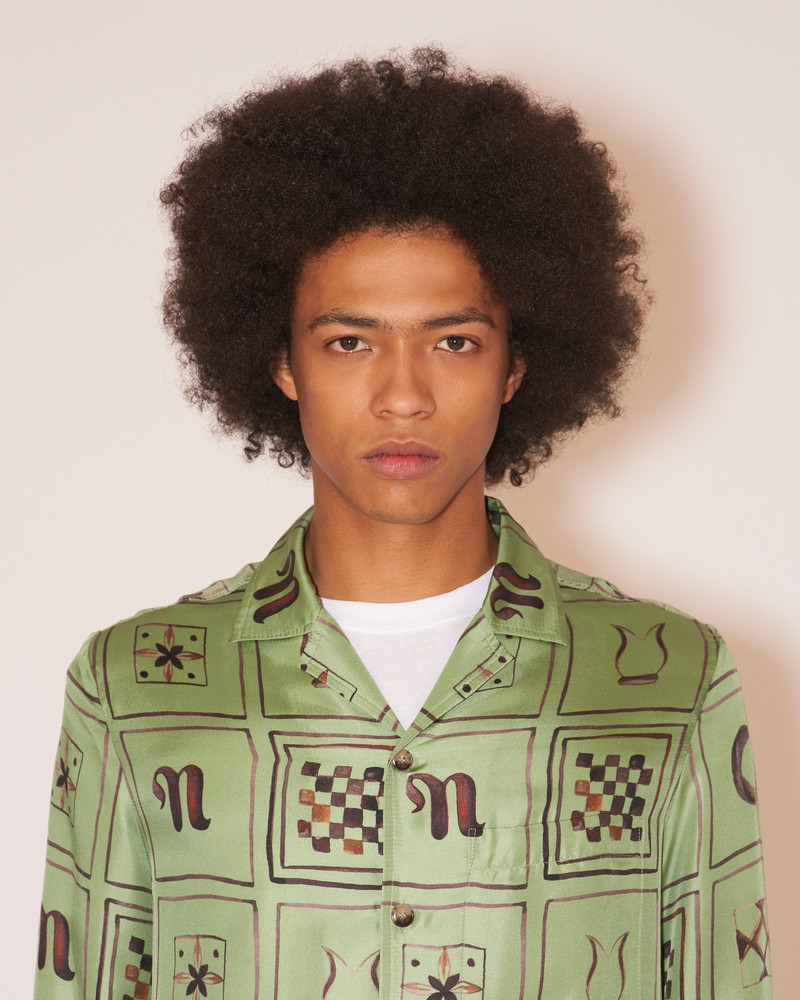 DUCO - Twill-silk shirt - Green Totem 5