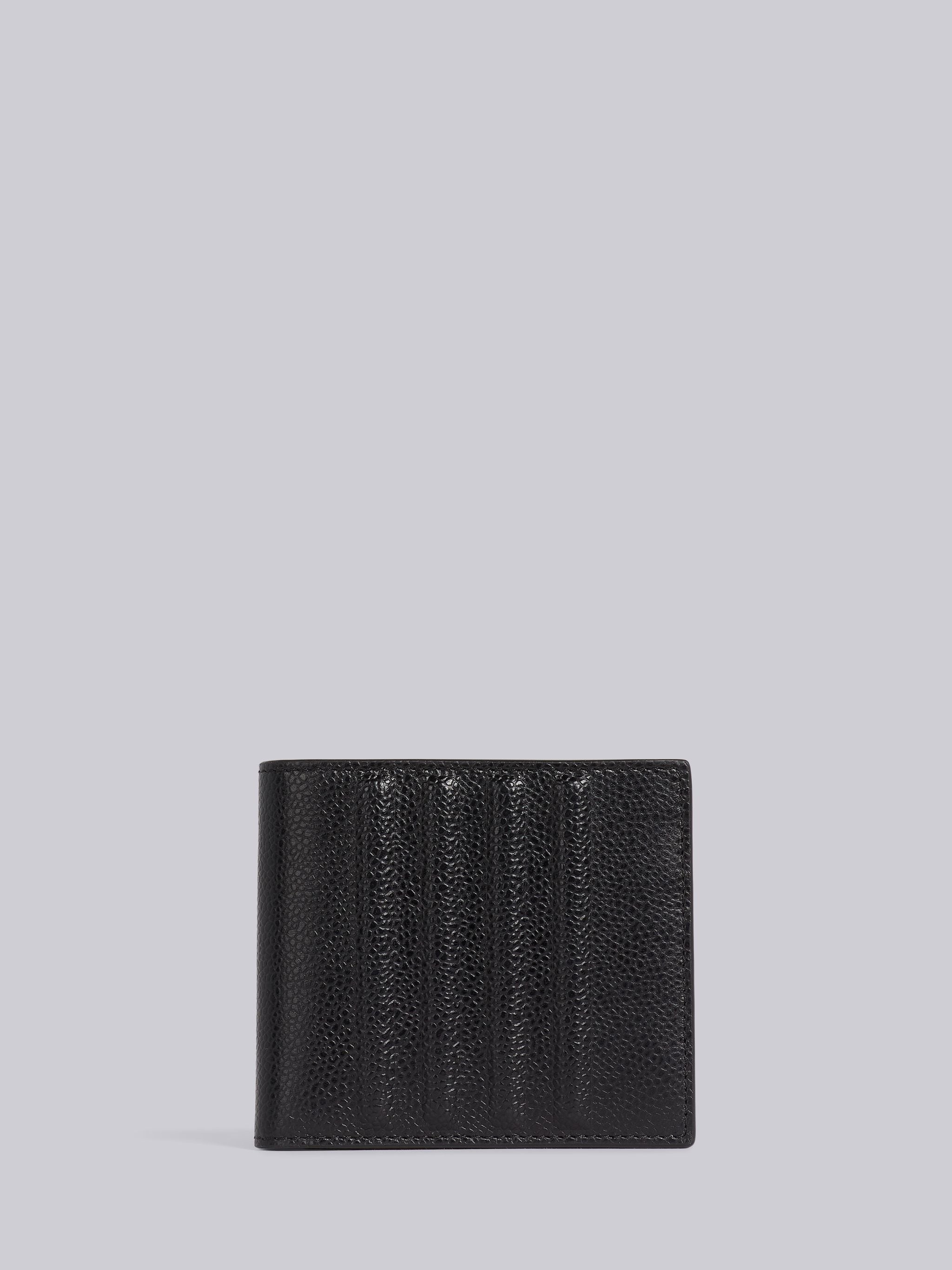 Black Pebble Grain Leather Debossed 4-Bar Billfold - 1