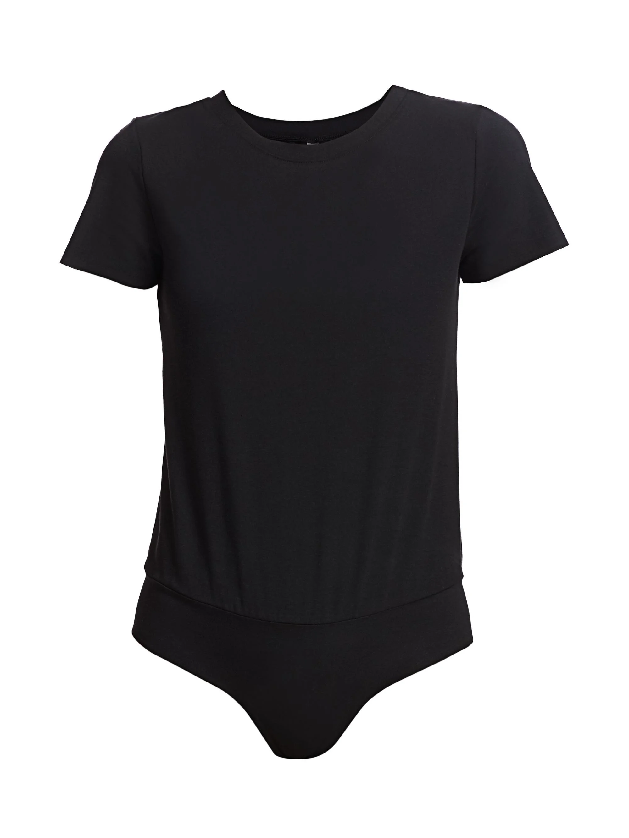 Women's Essential Cotton Crewneck Tee Bodysuit - Black - 1