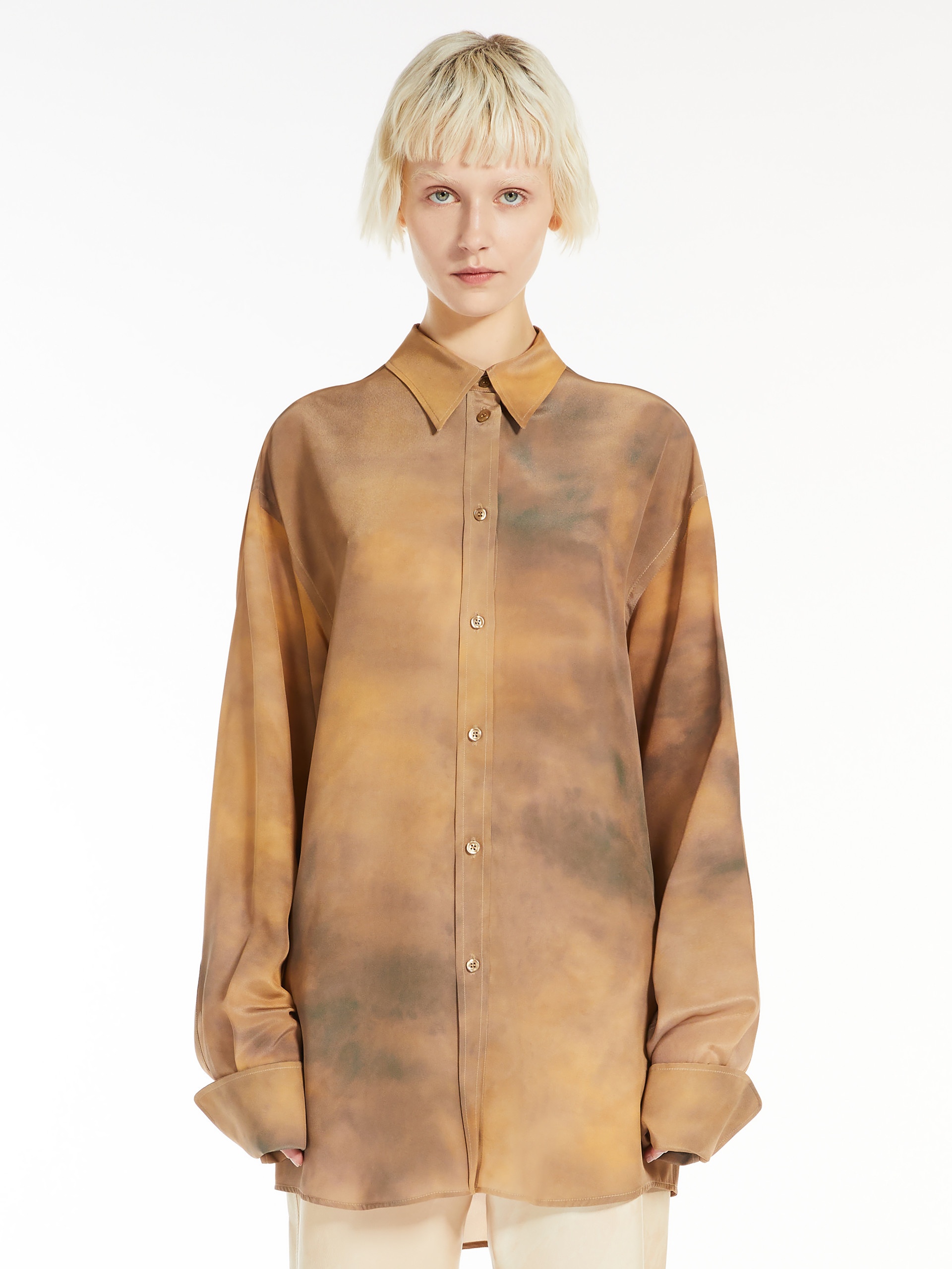 TRANI Oversized silk tunic in a lace print - 3