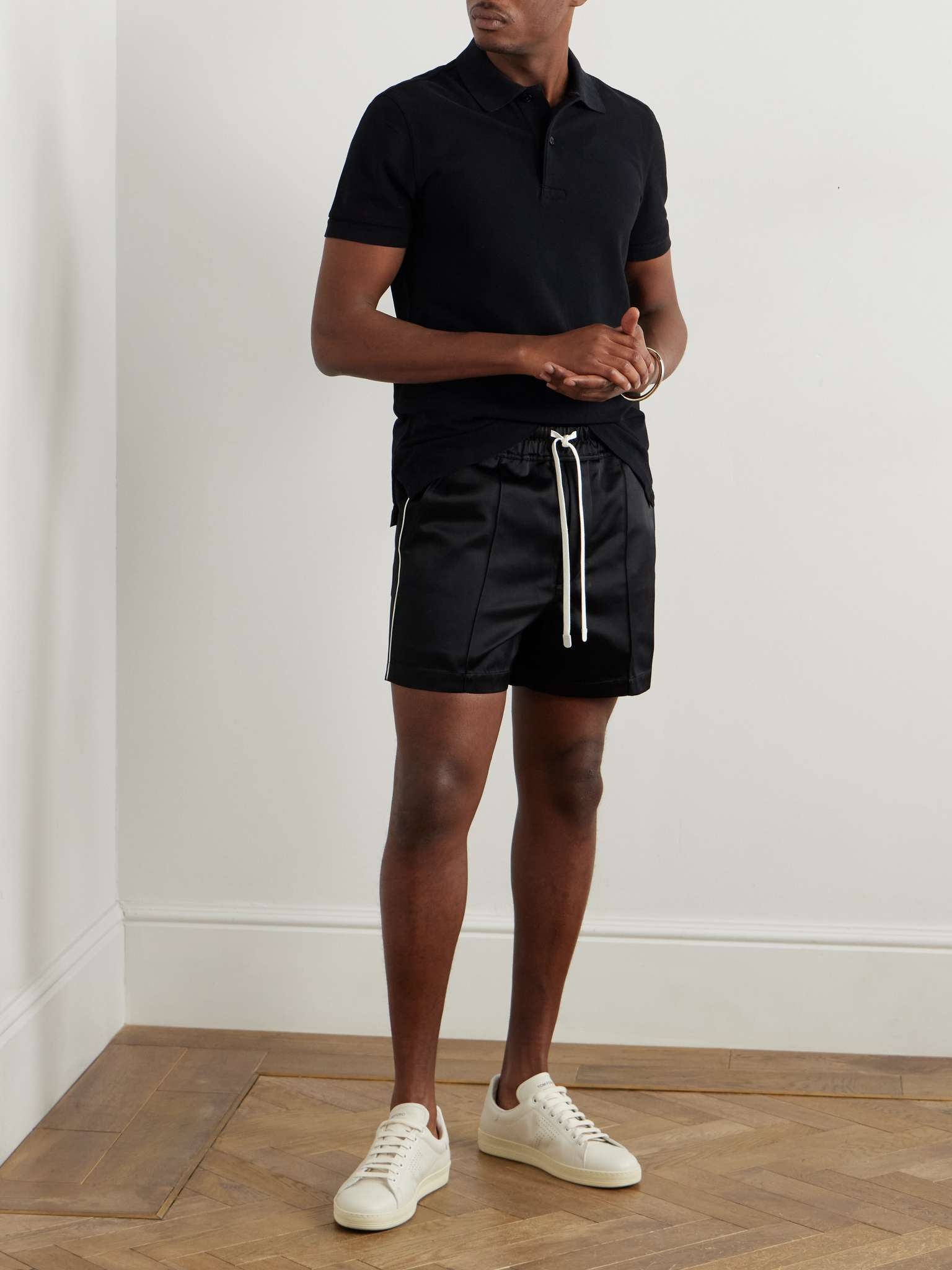 Straight-Leg Satin Drawstring Shorts - 2