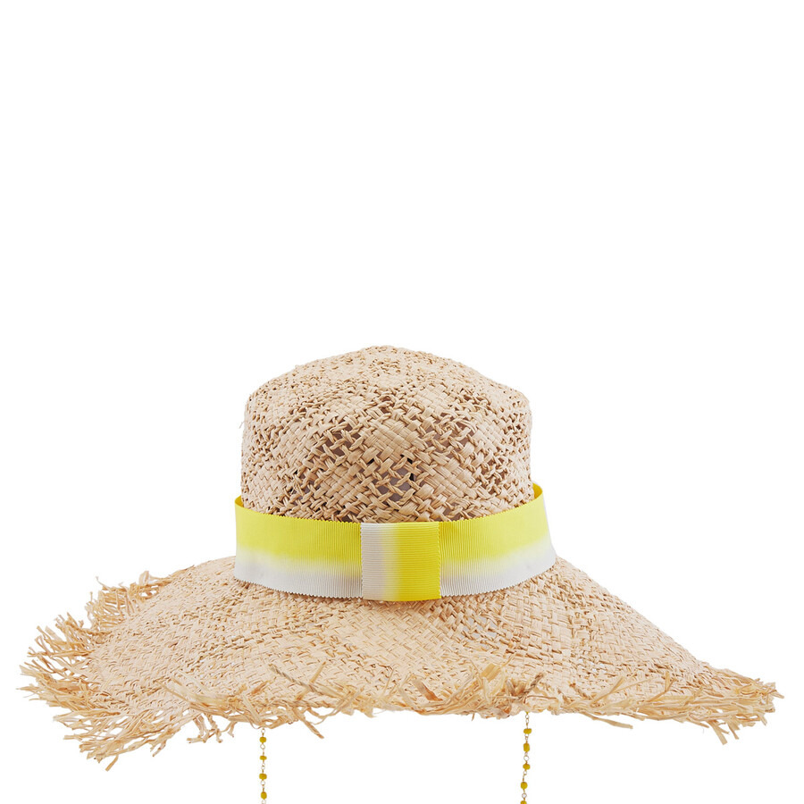 Maison Michel Ladies Yellow Big New Kendall Tie Dye Ribbon Hat - 6